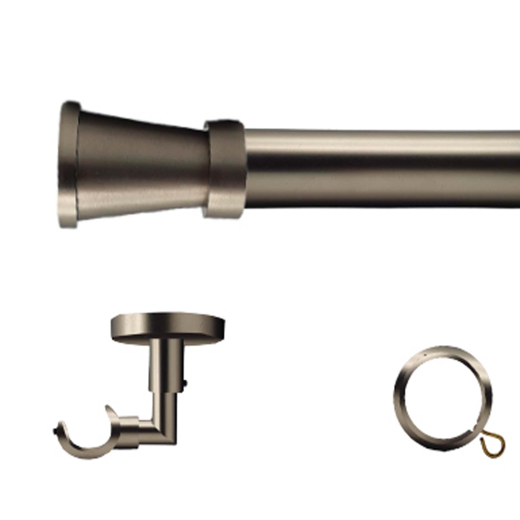 Kit barra de cortina anillas mena soporte techo d 30 mm 300 cm cromo matete