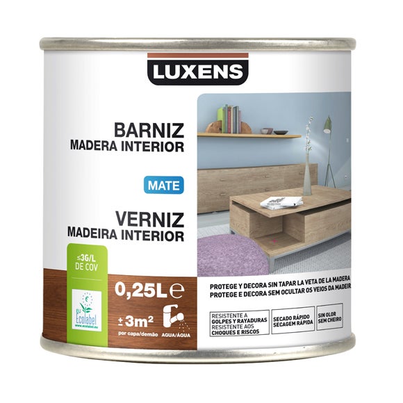 Barniz de interior luxens roble dorado mate 0,25l