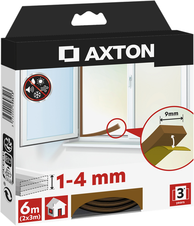Fita de calafetagem espuma castanha 9mmx6m Axton