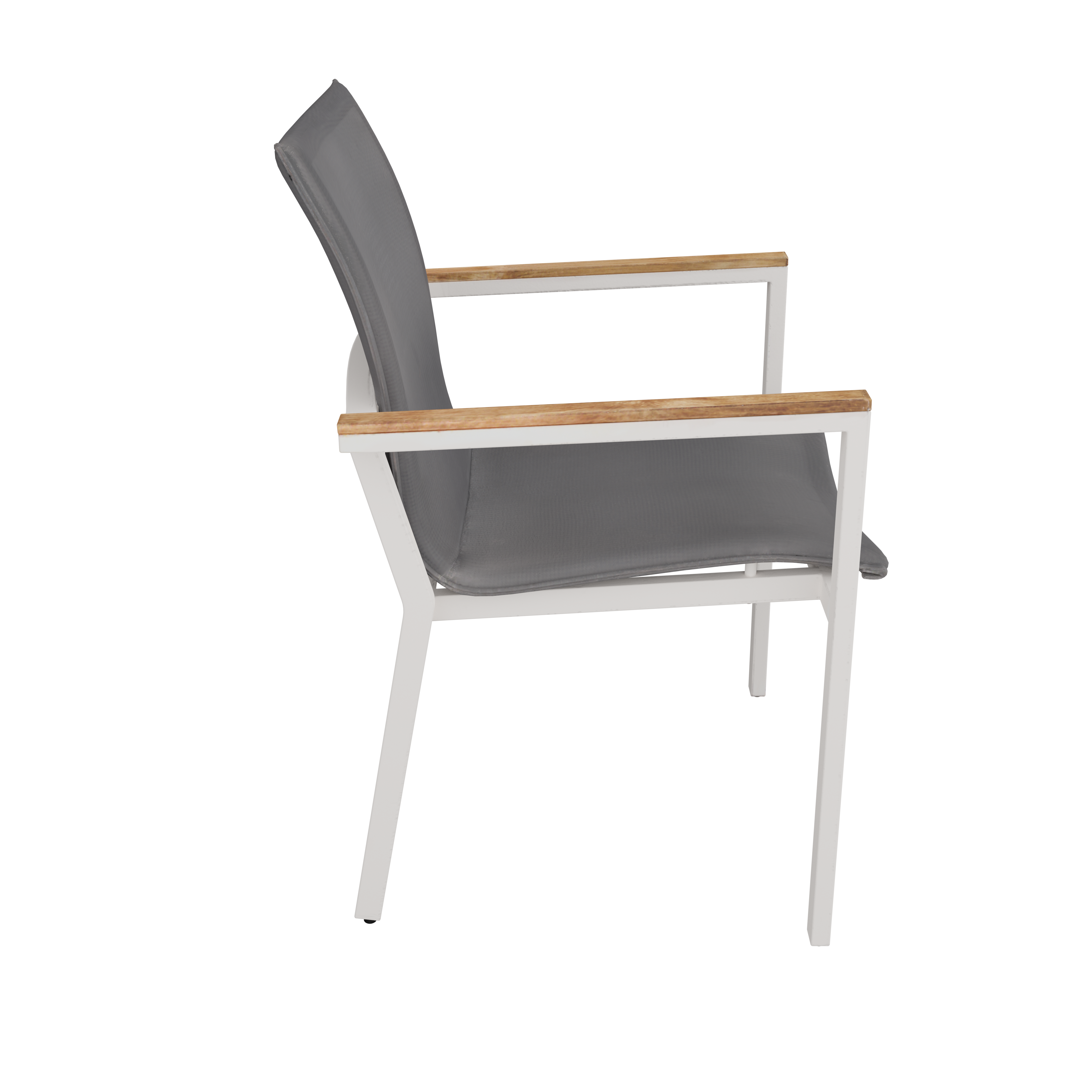 Silla de exterior de aluminio, teca y textileno lagos blanca