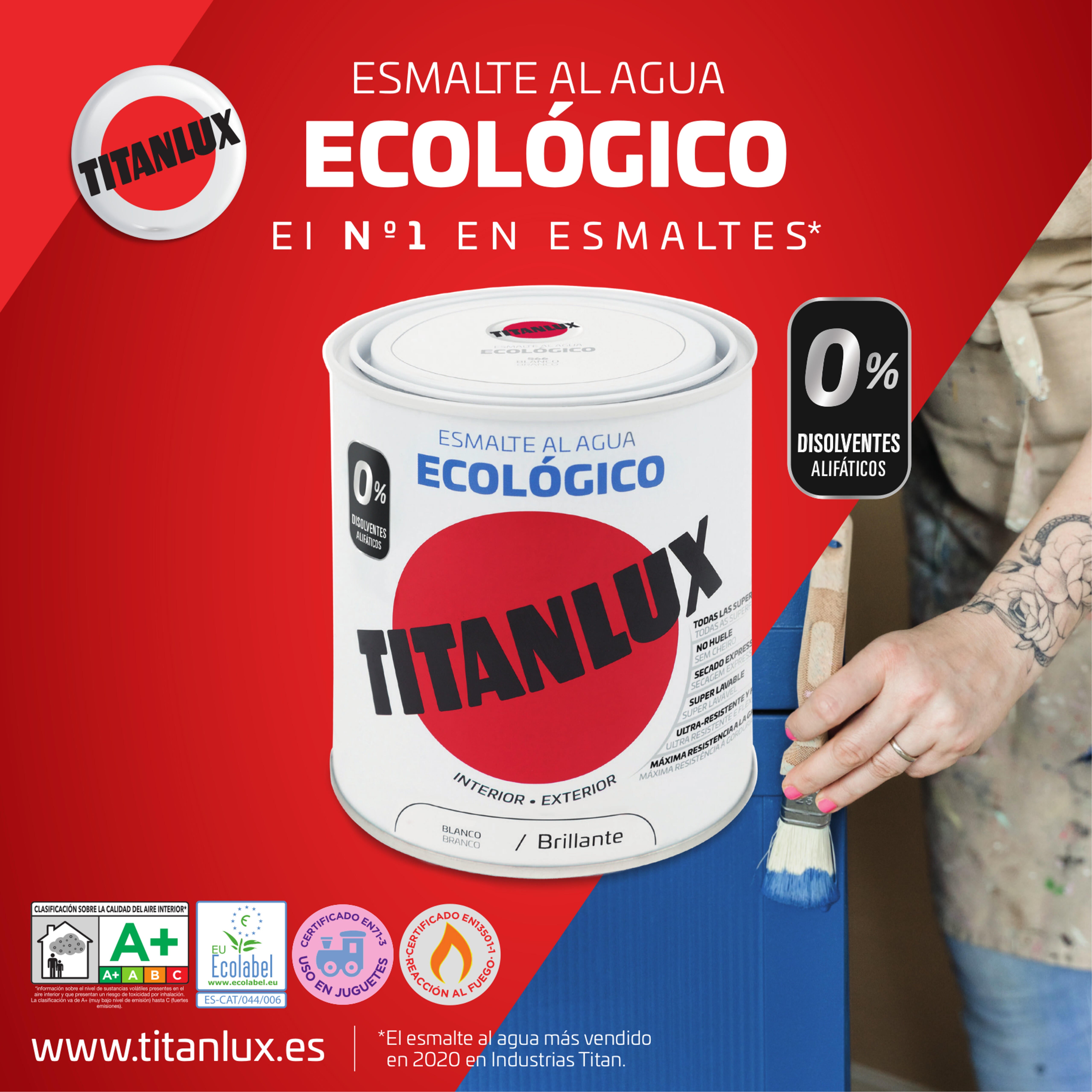 Esmalte interior acetinado TITANLUX 2.5L BRANCO - 7