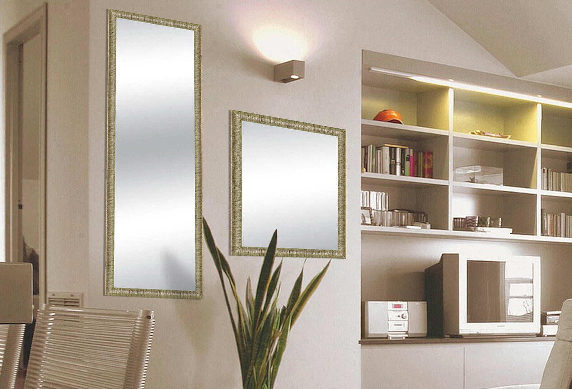 Specchio Da Parete Ovale Dorato 100x45cm - Per Casa E Giardino, Vetro 4mm