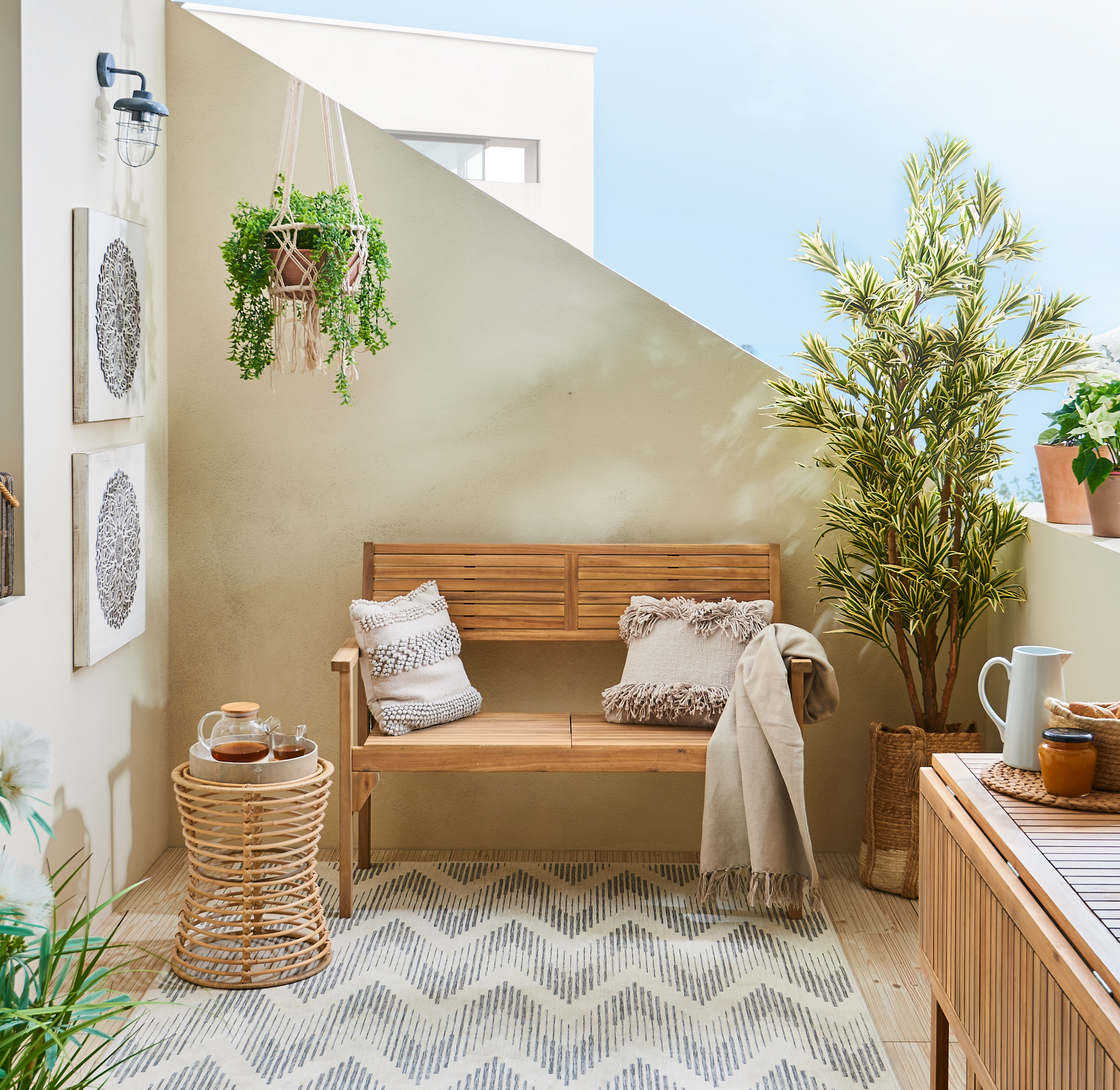 Banco de madeira NATERIAL SOLIS 120X55CM - 12