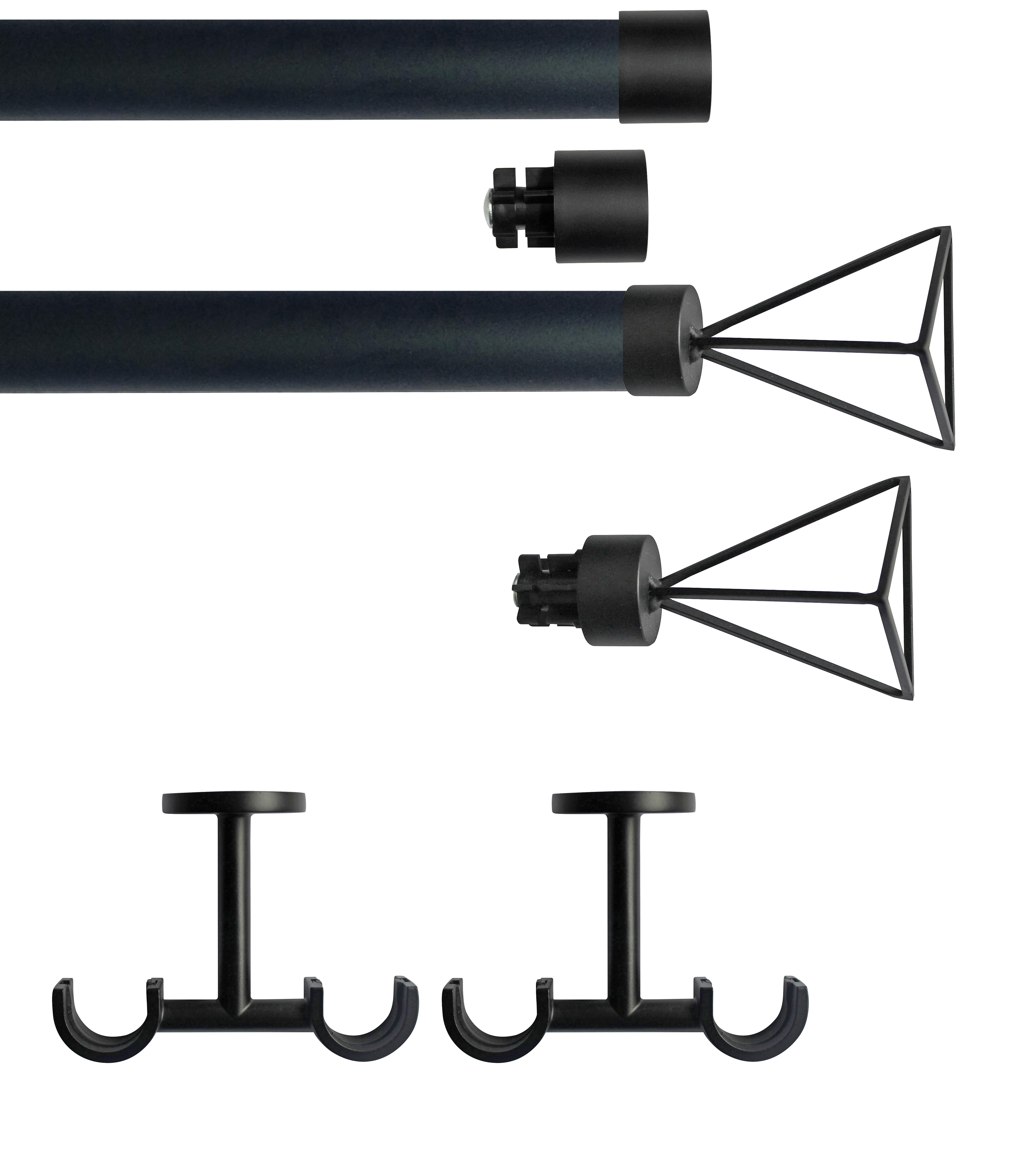 Set 2 barras de metal diámetro 28mm negro a techo 2m inspire trapecio