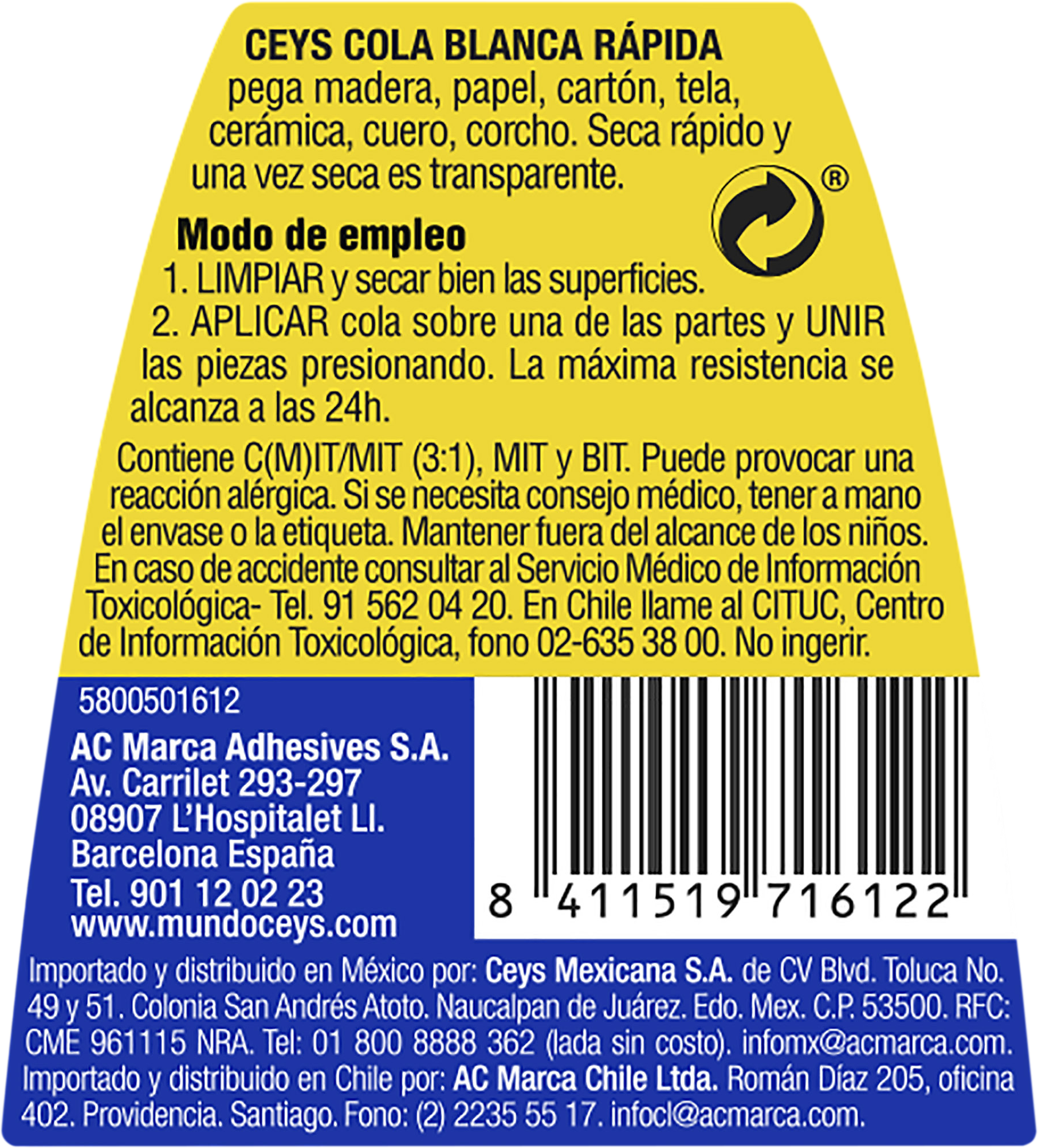 Cola para madera CEYS 75 gr blanca para madera, resiste a las vibraciones. Para unir materiales. - 3