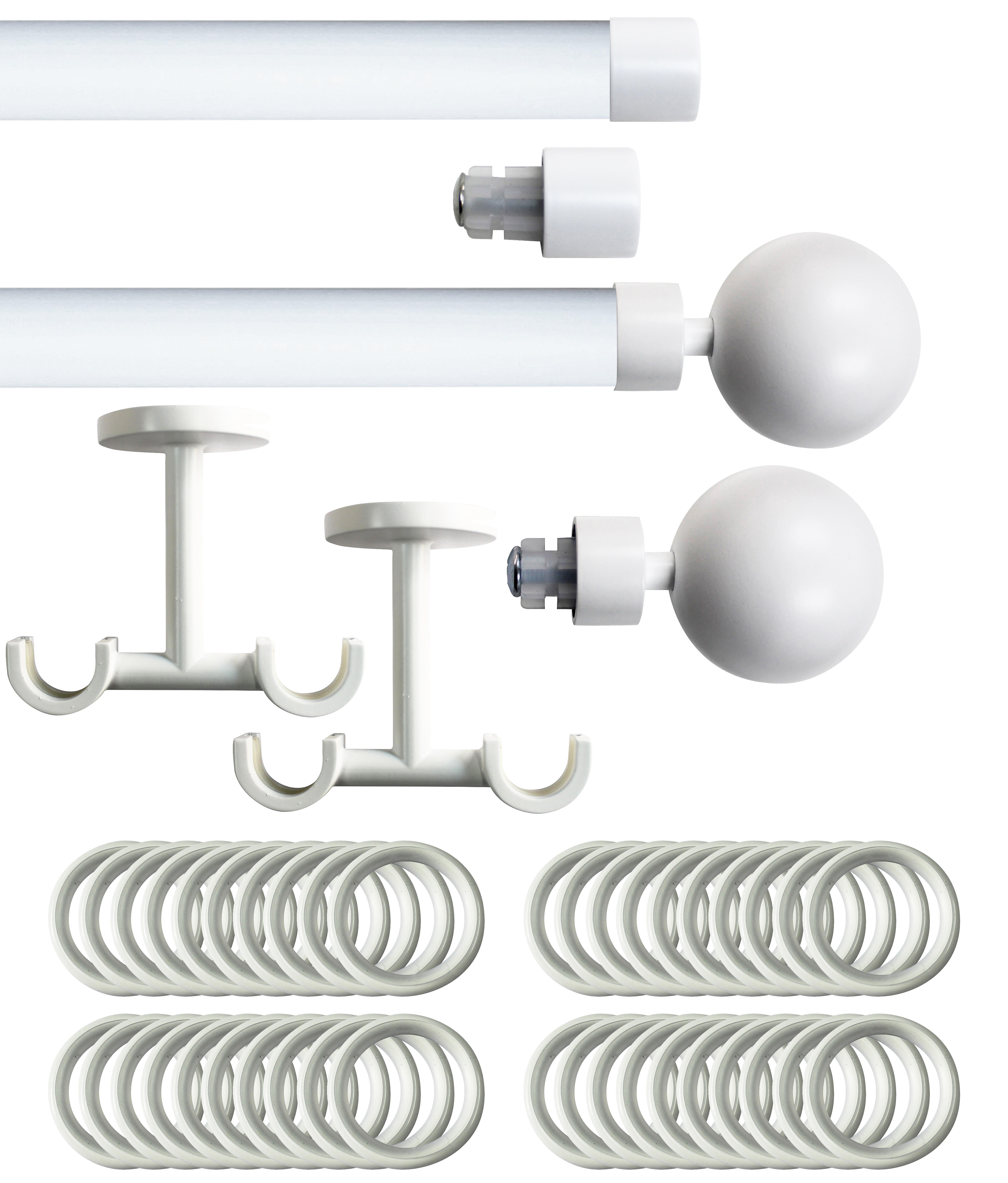 Set 2 barras de metal diámetro 20mm bla techo 1.50m inspire con anillas bo