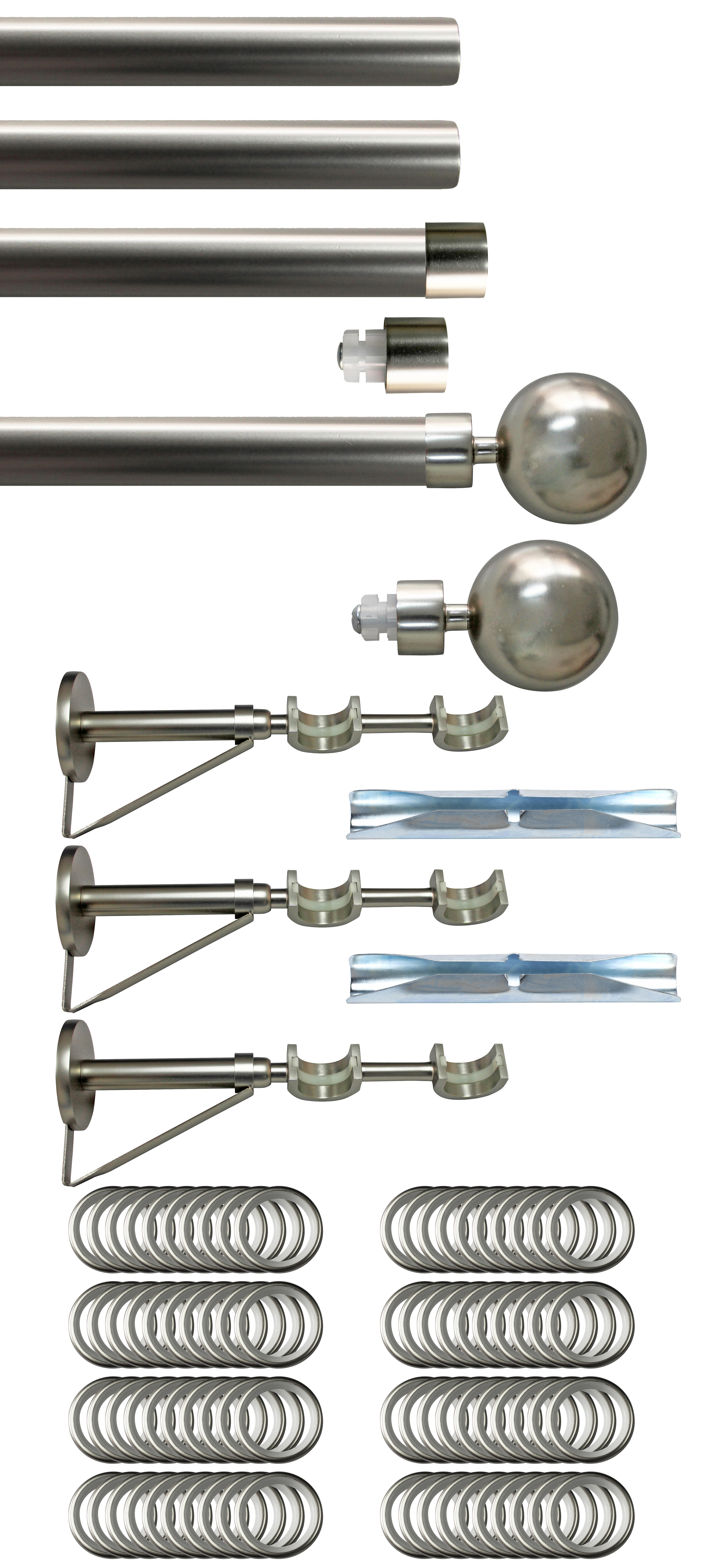 Set 2 barras de metal diámetro 28mm cromo a pared 4m inspire con anillas bola