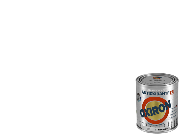 Pintura exterior color blanca para acero, aluminio, galvanizado, mobiliario de jardín OXIRON mate 750ML base agua aplicación directa sobre el óxido