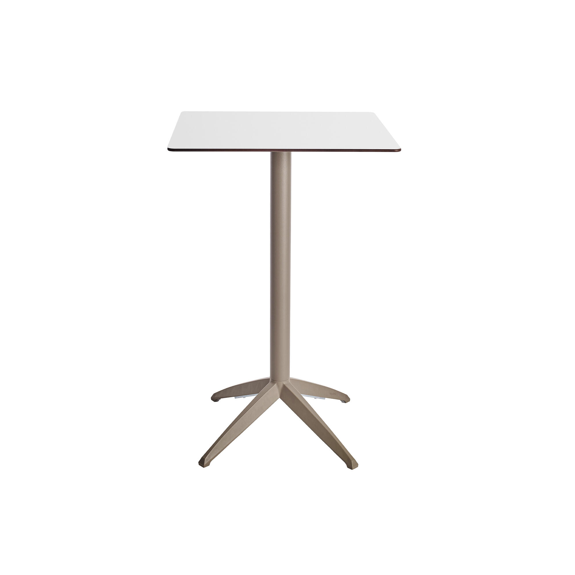 Mesa alta de aluminio quatro high fix blanca y marrón de 70x110x70 cm