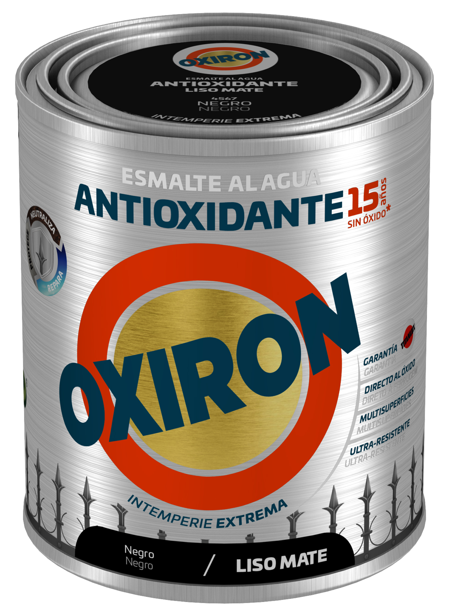 Pintura exterior color negro para acero inoxidable, mobiliario de jardín OXIRON mate 750ml base agua aplicación directa sobre el óxido - 2
