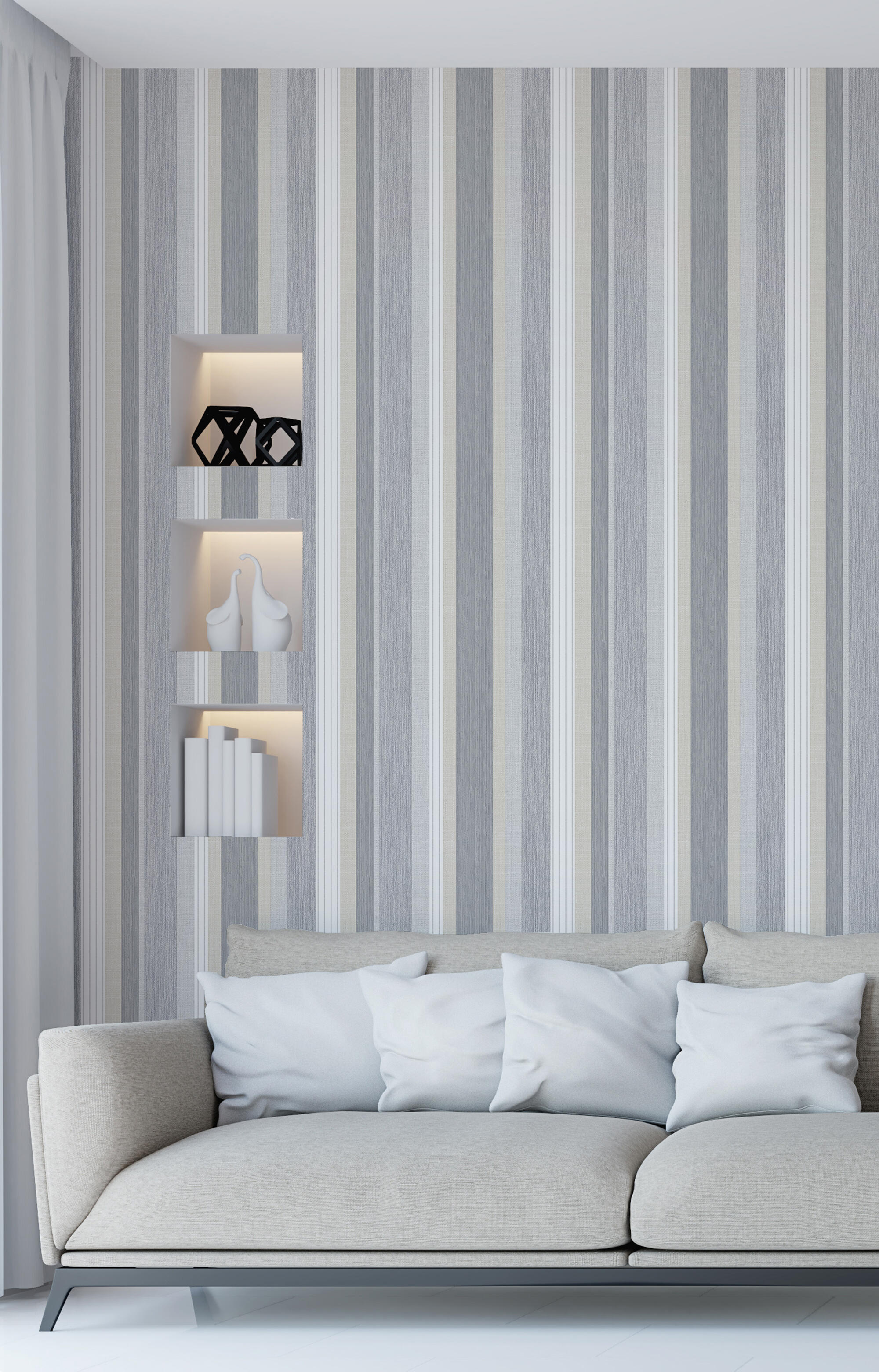 Papel pintado raya 2394 gris