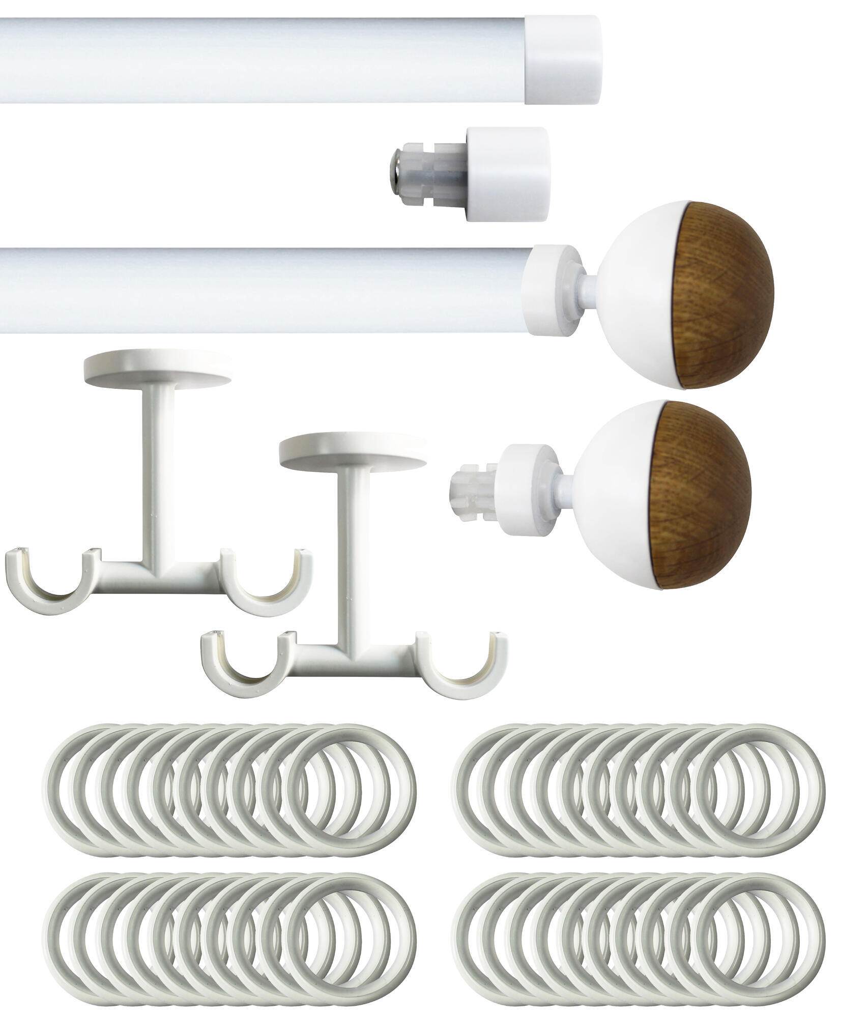 Set 2 barras de metal diámetro 20mm bla techo 1.50m inspire con anillas lu