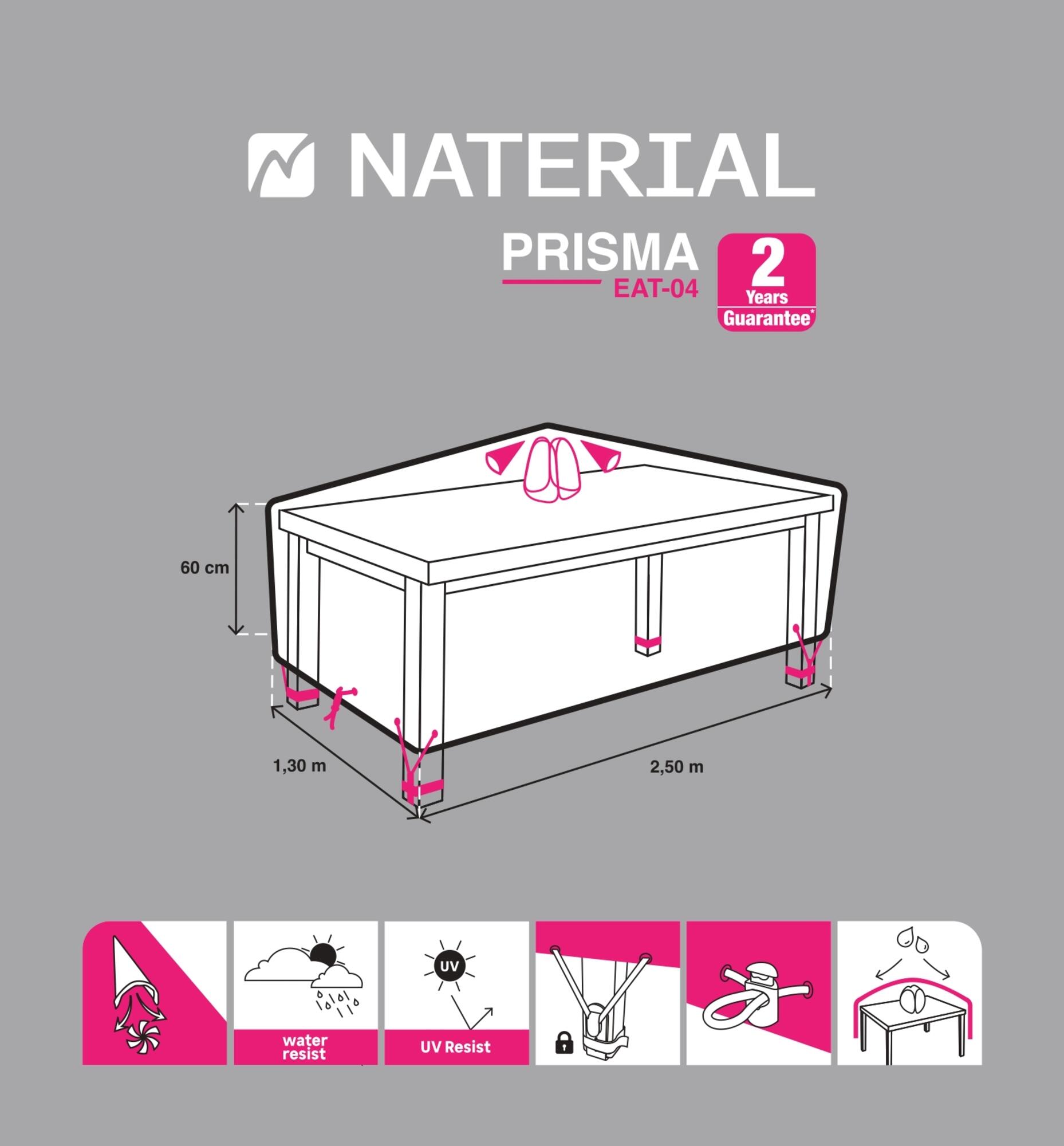 Cobertura para mesa rectangular, tamanho XL 250x130x60 cm Naterial - 4