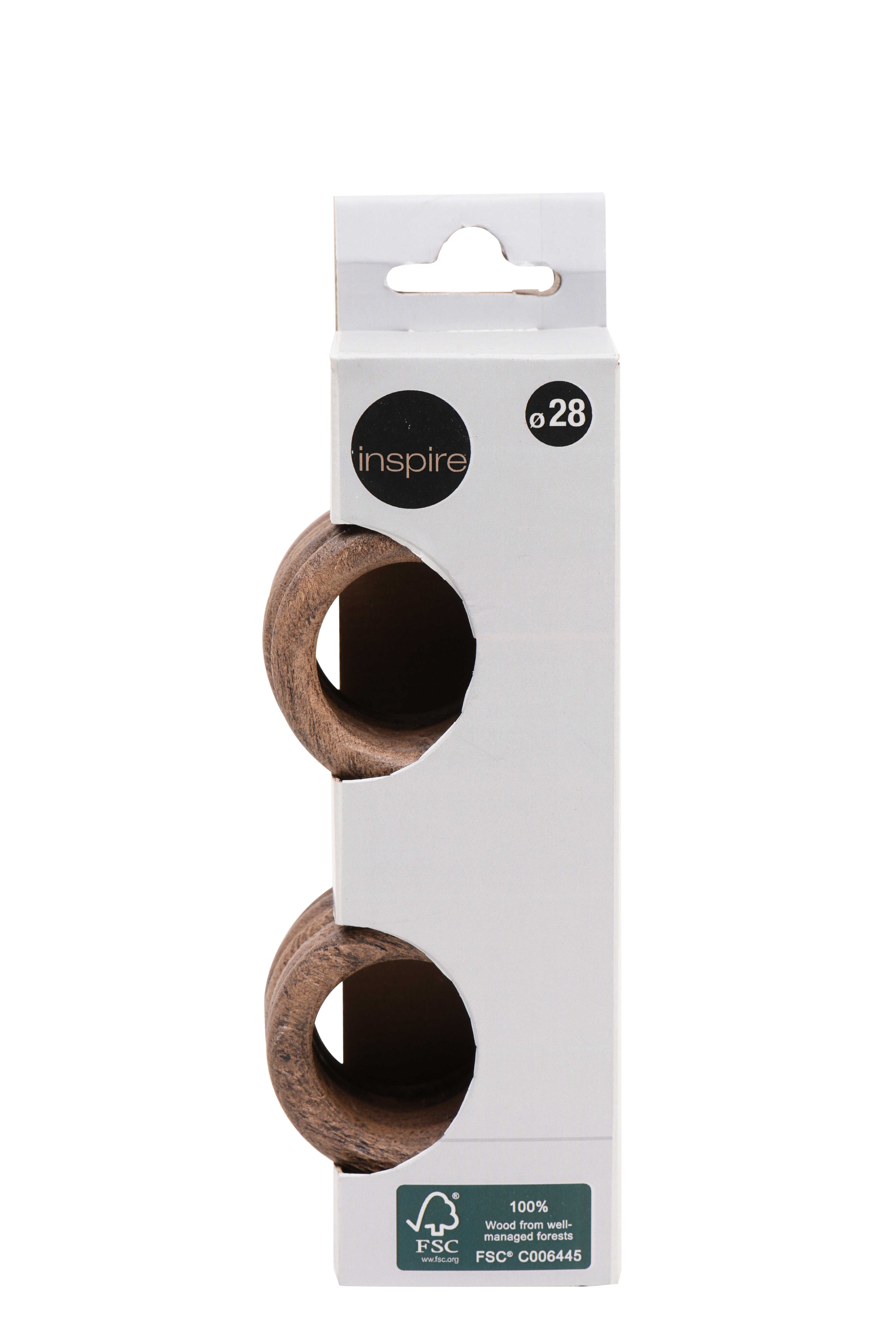 10 Anillas para barra de cortina diámetro 28 mm redondas madera INSPIRE roble dore mate arenado - 6