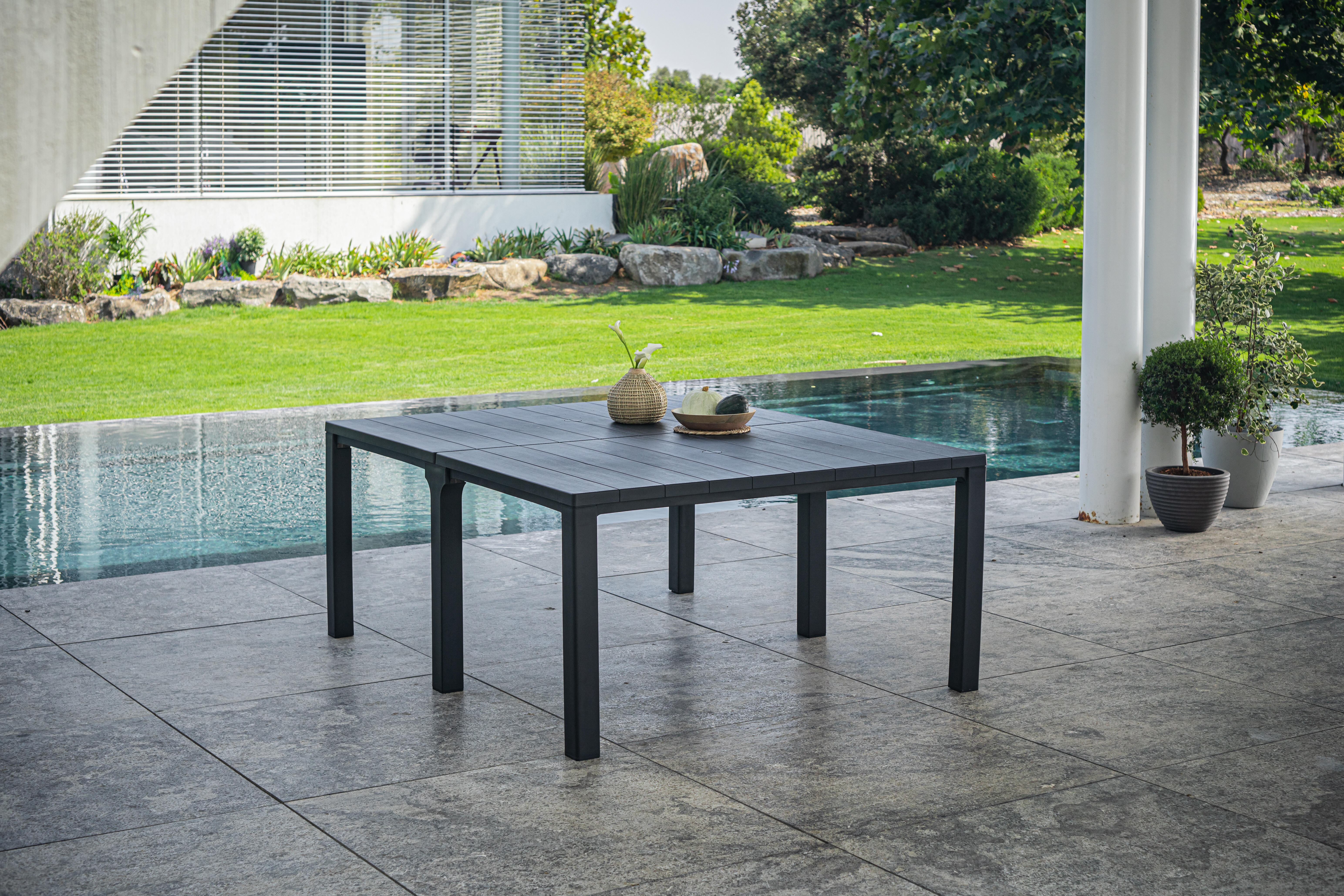 Mesa de jardín de comedor de resina Julie gris de 294x75x90 cm - 4