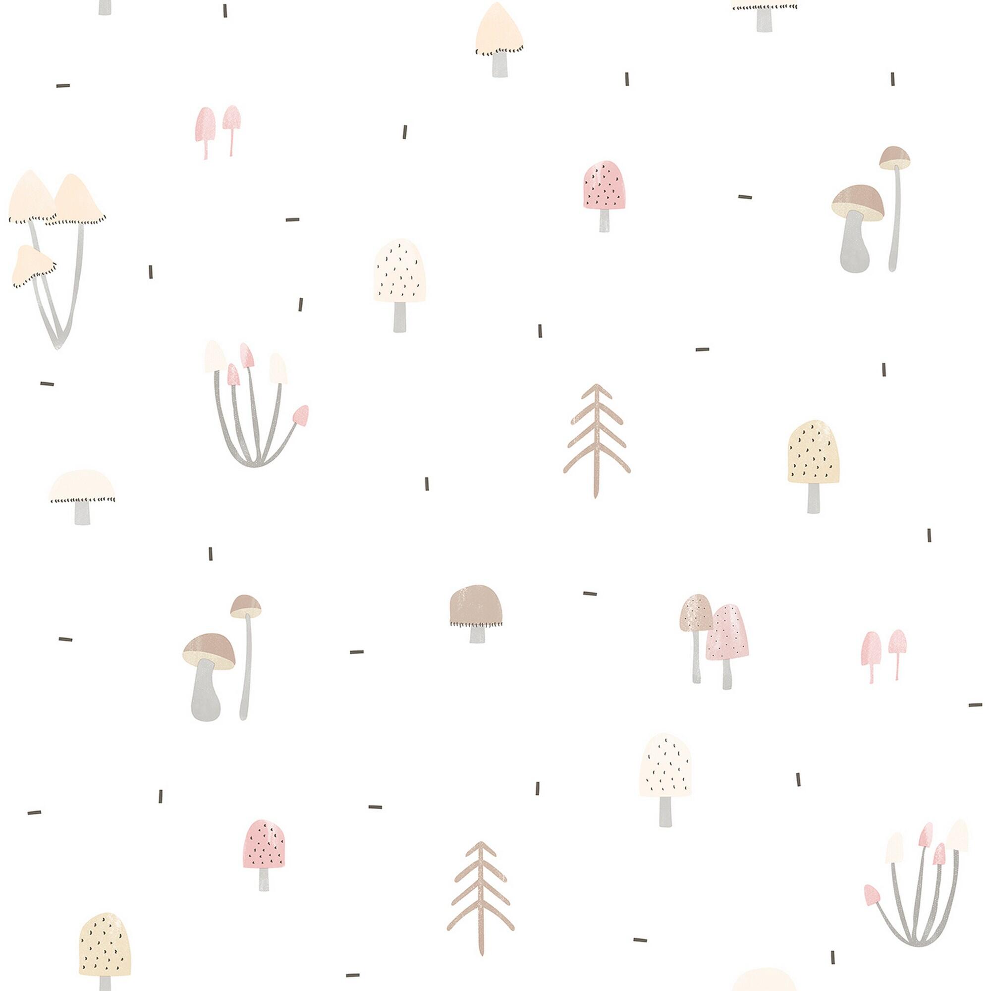 Papel pintado tapiz aplicación cola en papel Naturaleza Setas amarillo blanco  ICH 53cmx10.05m - 2
