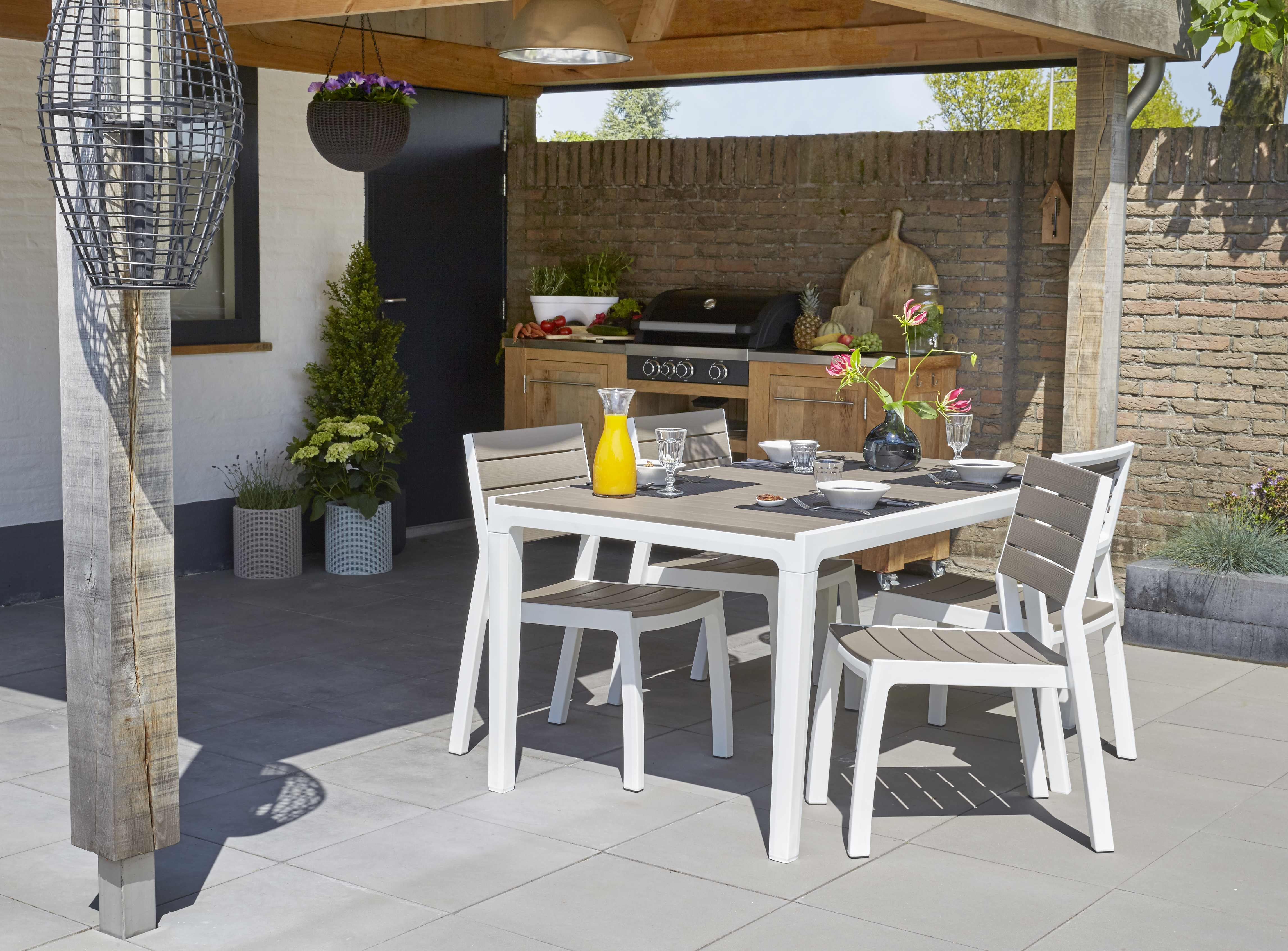 Silla de jardín de polipropileno Harmony beige sin brazos - 3