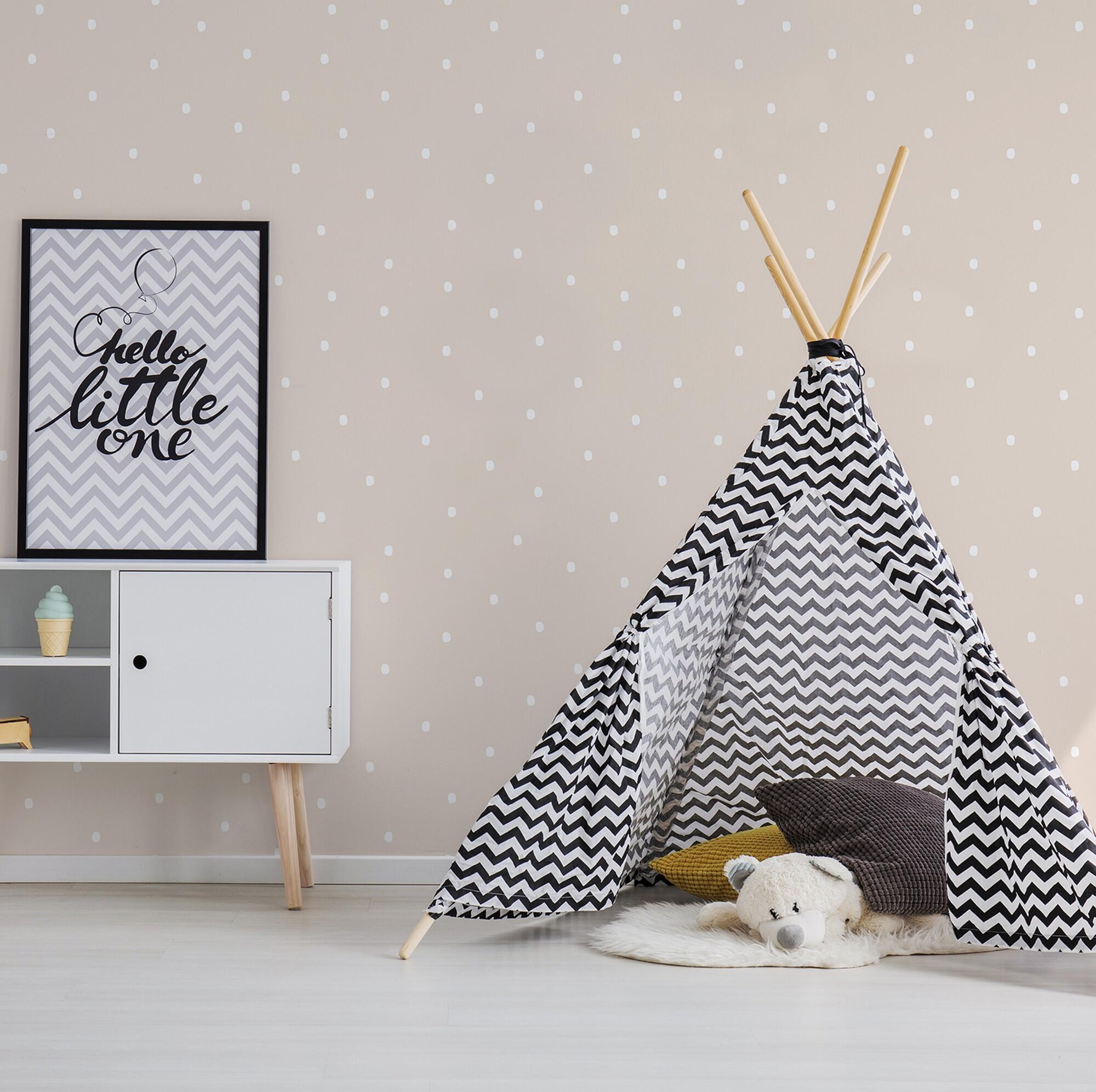 Papel pintado tapiz aplicación cola en papel geométrico topos blancos beige ich 53cmx10.05m