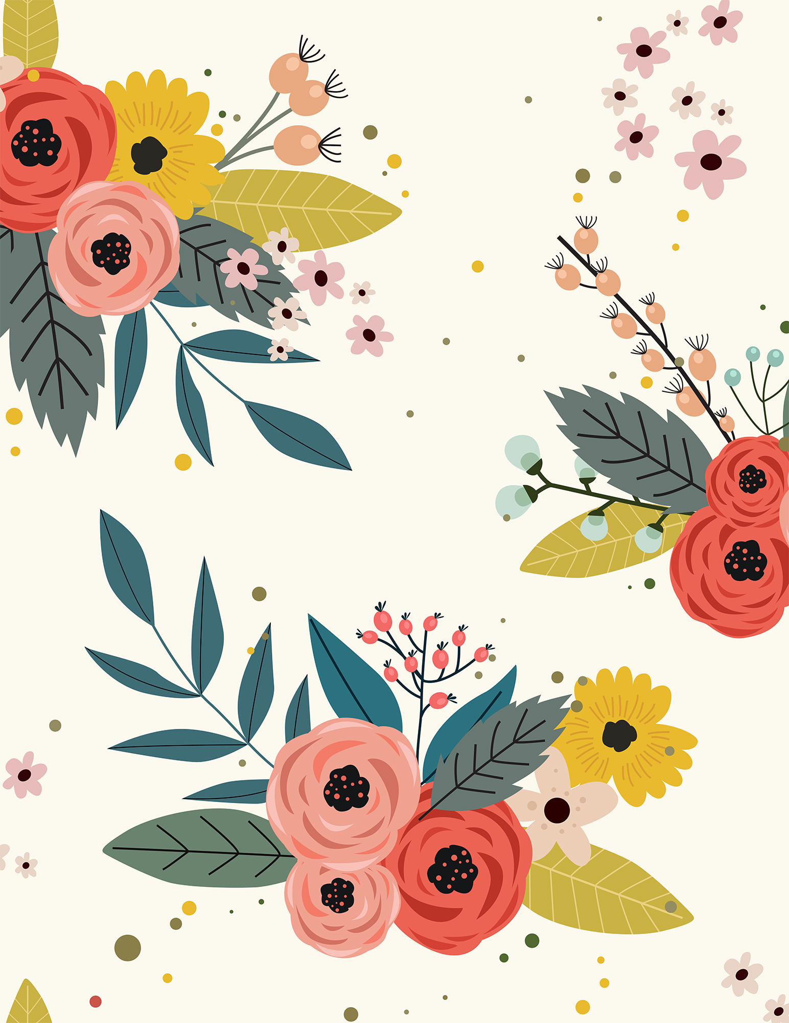 Mural adhesivo textil liso lavable naturaleza French Flowers multicolor 193 x 250 cm MOTIF - 5