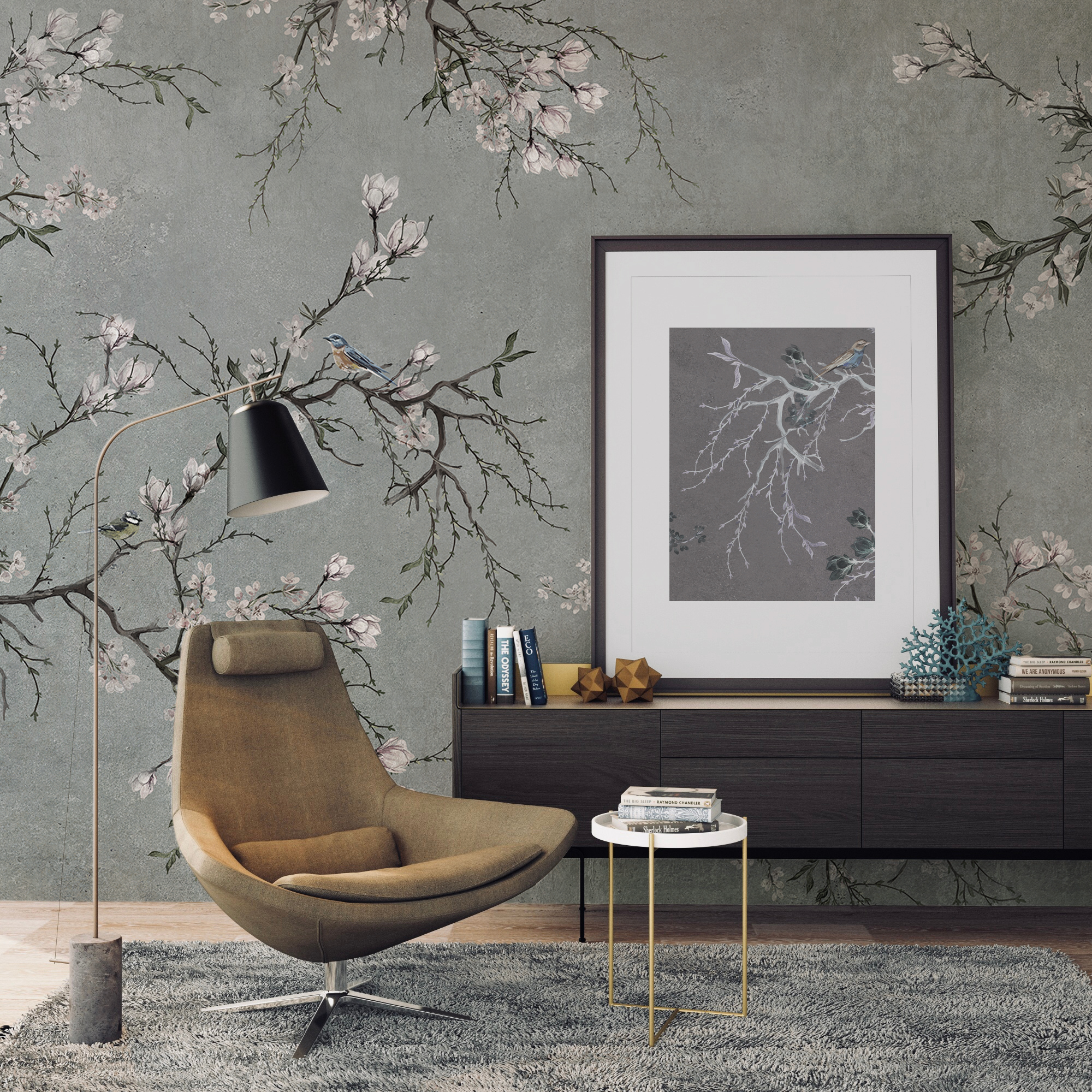 Mural adhesivo textil liso lavable naturaleza Osaka marrón 132 x 260 cm MOTIF - 2