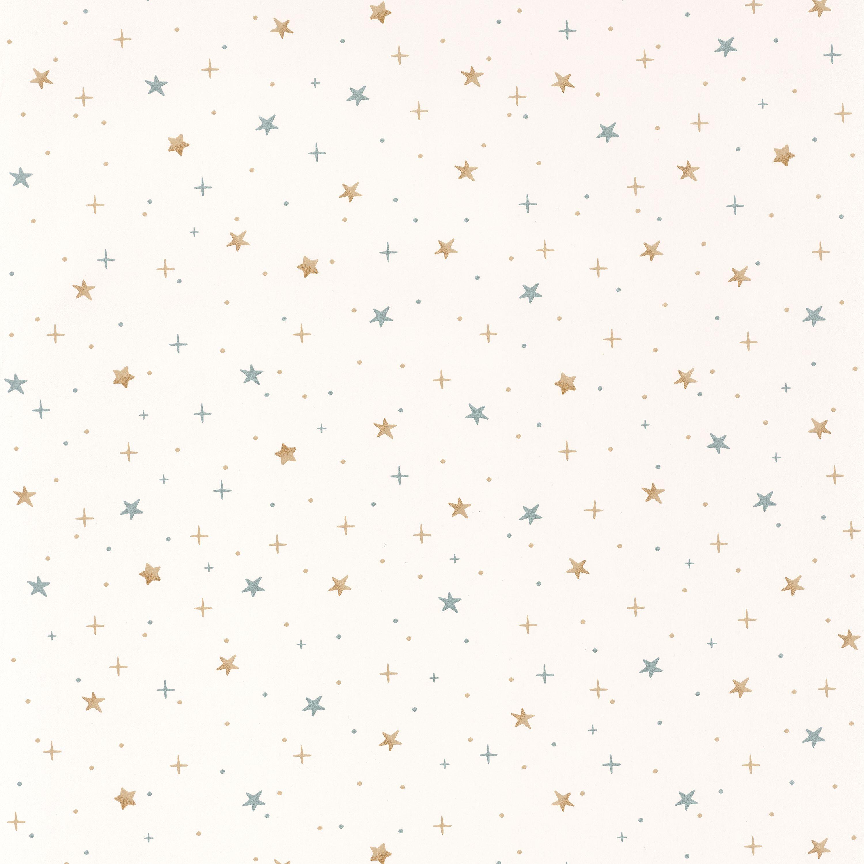 Papel pintado TNT aplicación cola en pared Infantil Estrelitas beige  CASELIO 53cmx10.05m - 3