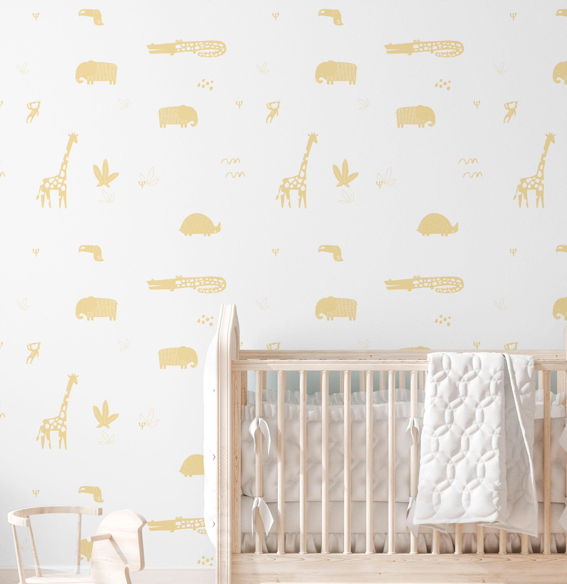 Papel pintado autoadhesivo no tejido animales amarillo