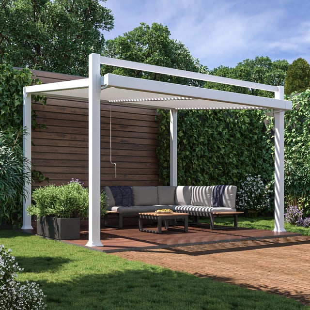 Pergola Odyssea in alluminio struttura bianco L 316 x P 319 x H 268 cm