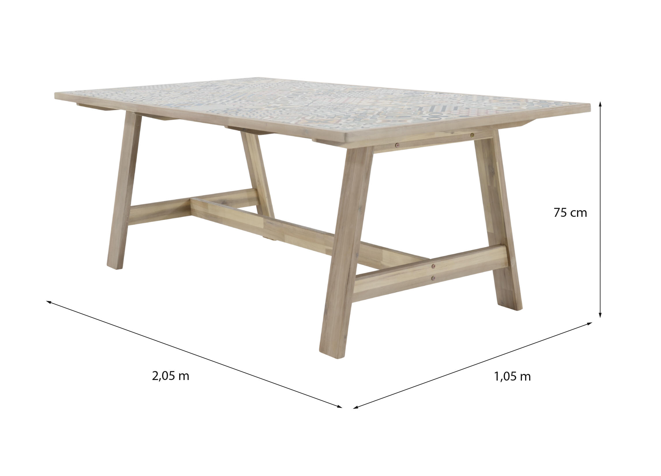 Mesa de jardín de acacia y cerámica NATERIAL Soho 100x75x200 cm - 2