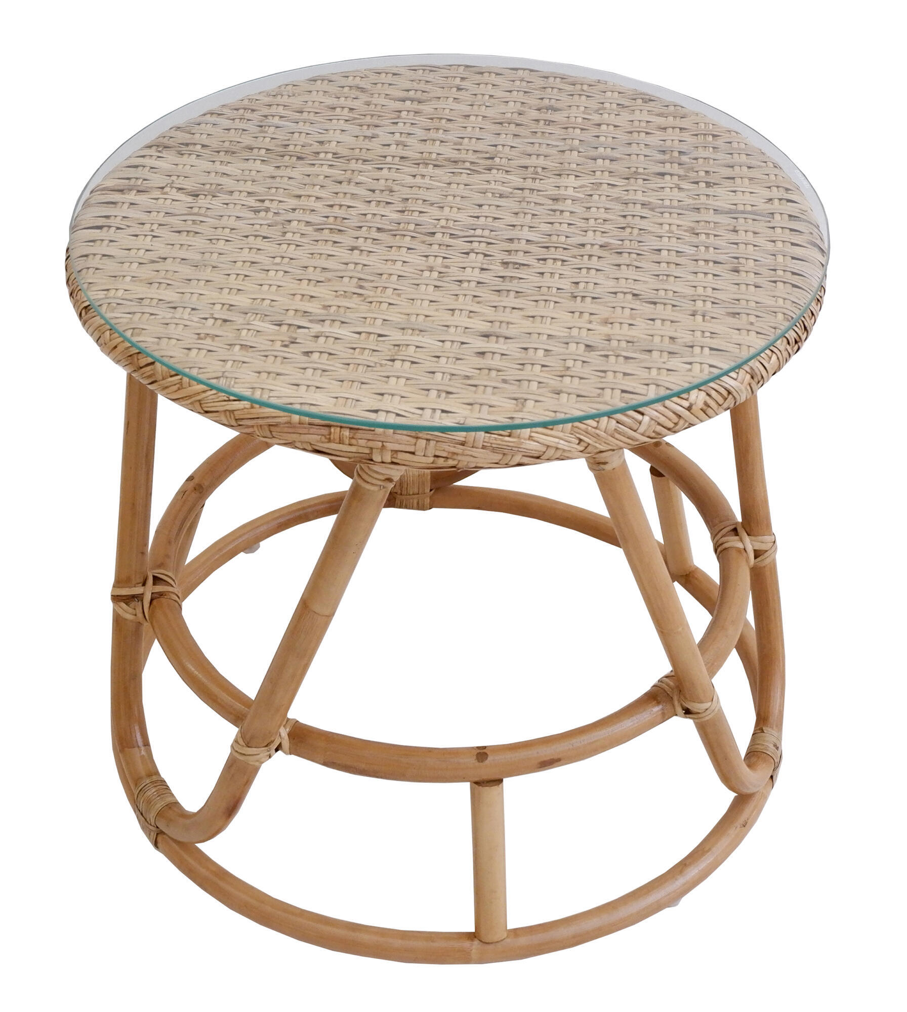 Mesa de balcón de ratán natural bombai de ø52x45 cm