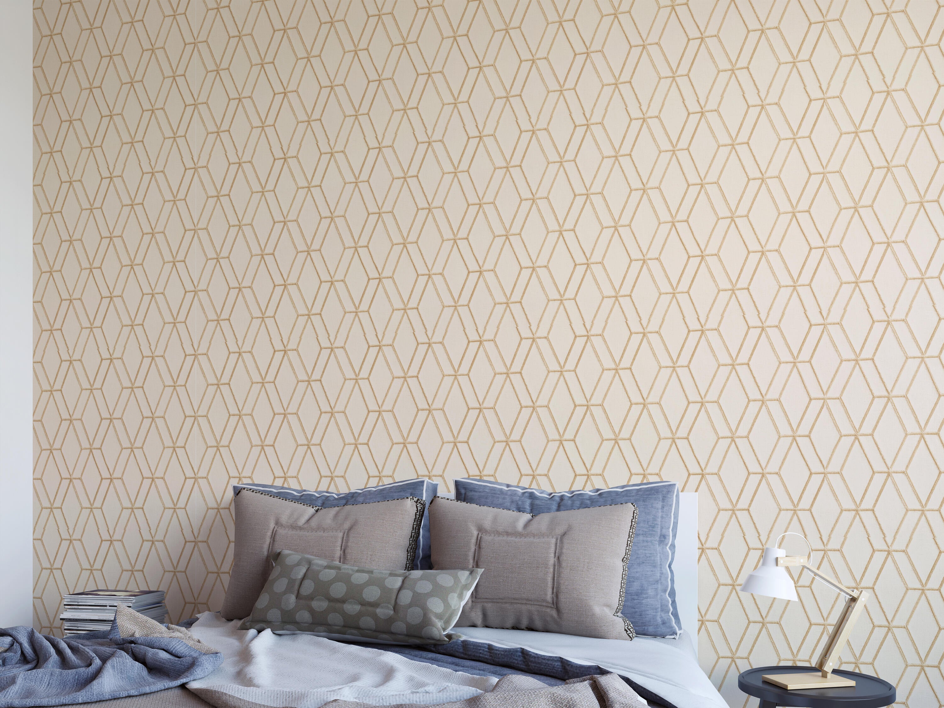 Papel pintado aspecto texturizado geométrico 120062 beige