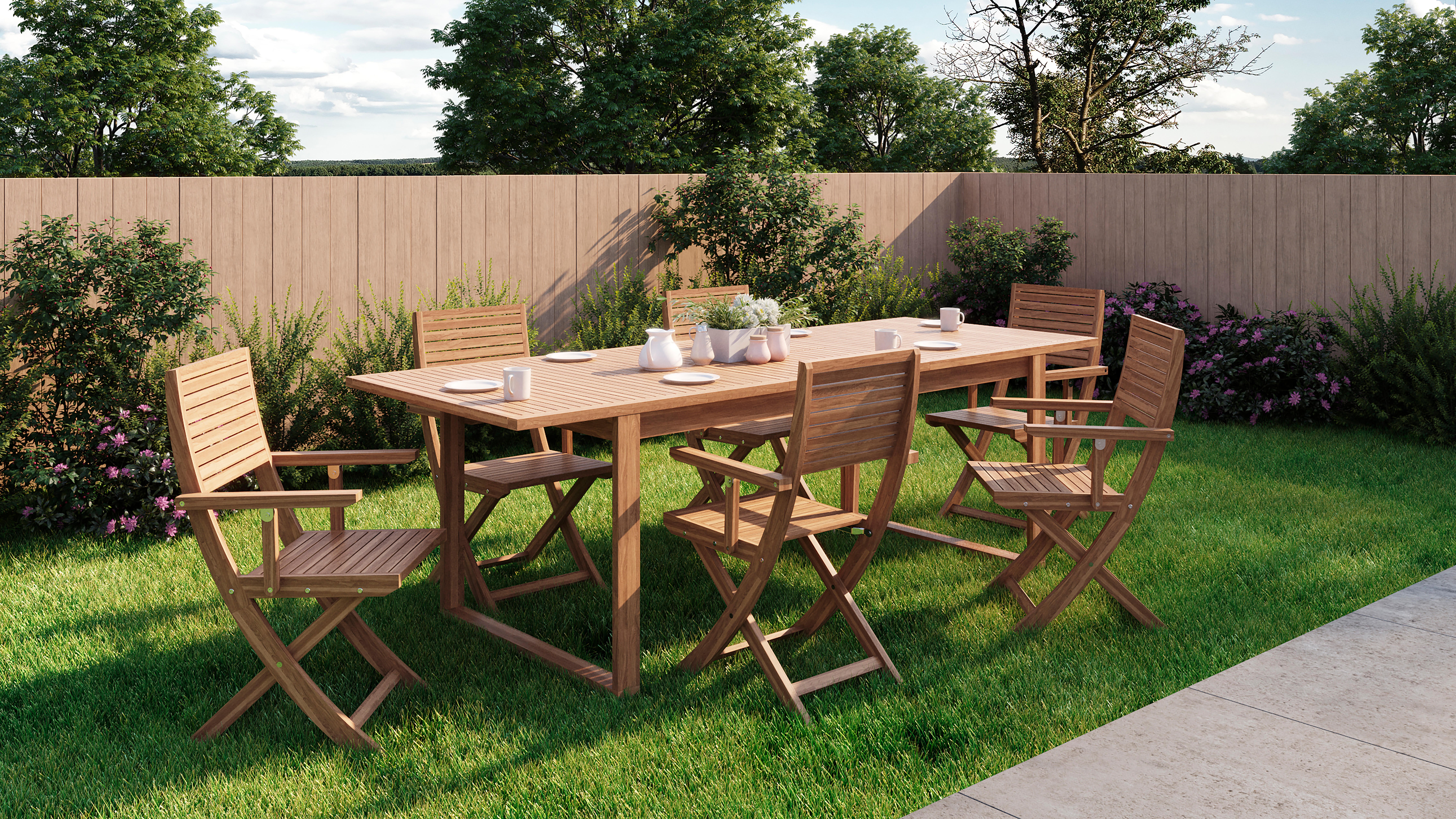 Sedia da giardino con braccioli pieghevole Solaris NATERIAL, struttura e seduta in acacia marrone - 5