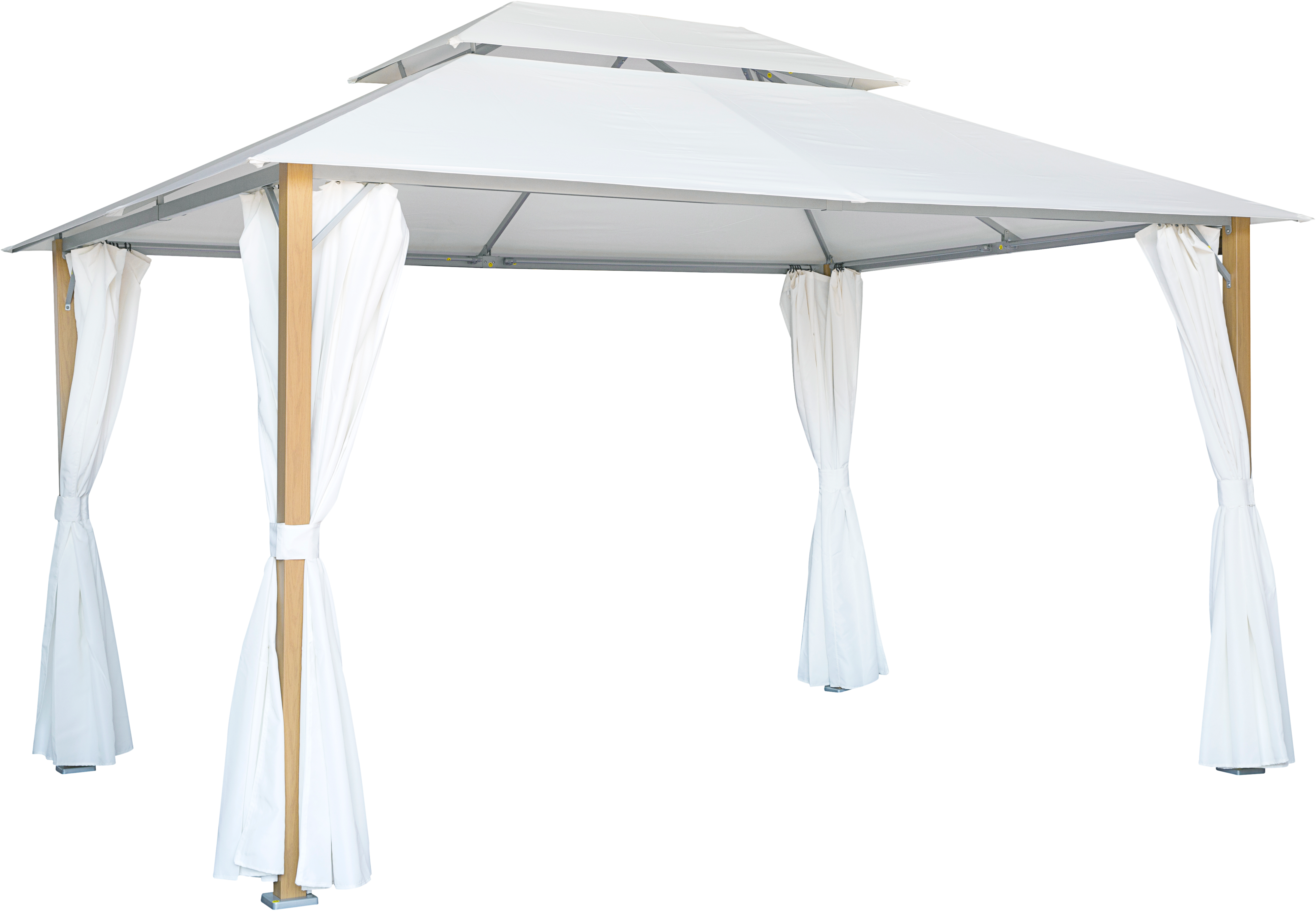 Cenador de aluminio con cubierta y cortinas NATERIAL Ágora de 270 x 370 cm blanco - 3