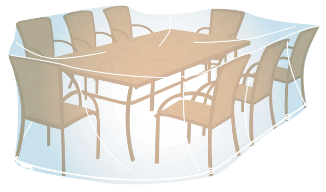 Funda de protección para mesa recta./ovalada y sillas de PVC 280x170x90cm
