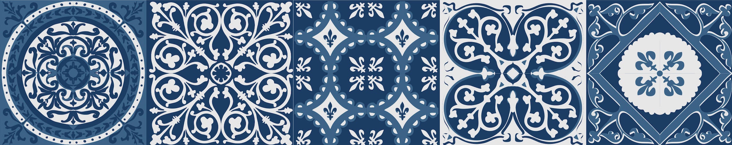Cenefa adhesiva PVC lavable geométrico Azulejos azul 15 cm x 3 m - 2