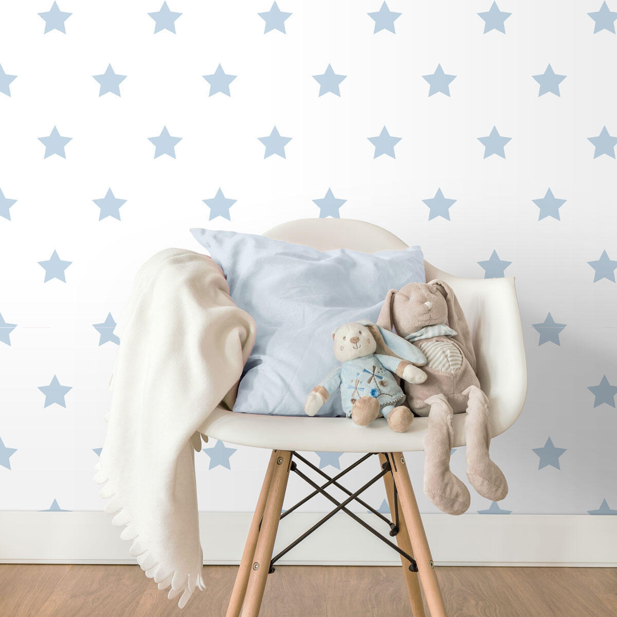 Papel pintado tapiz aplicación cola en papel infantil estrellas azul ich 53cmx10m limpìeza con paño húmedo