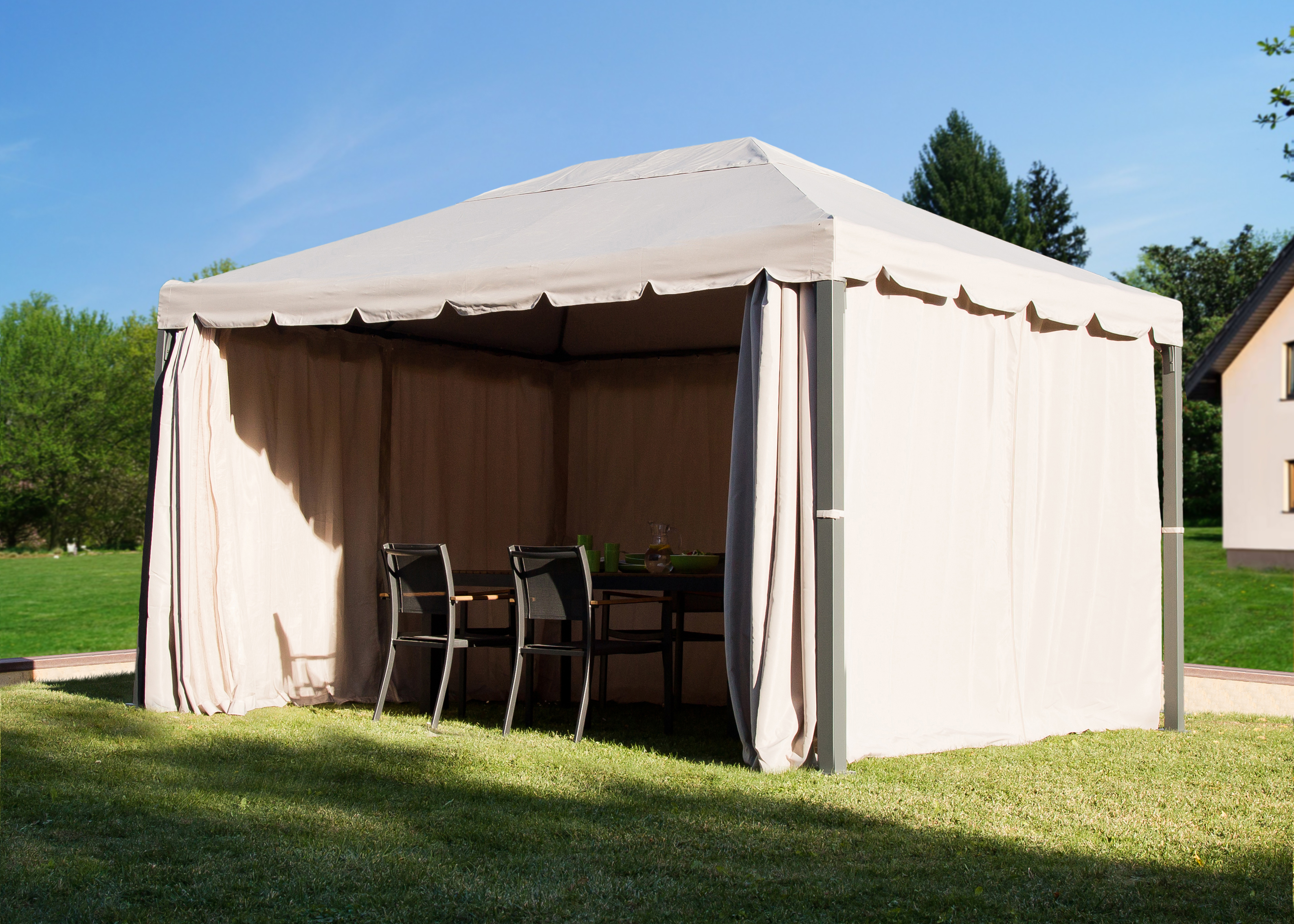 Gazebo in alluminio grigio antracite 4 x 3 m, copertura tortora - Ysis NATERIAL - 2