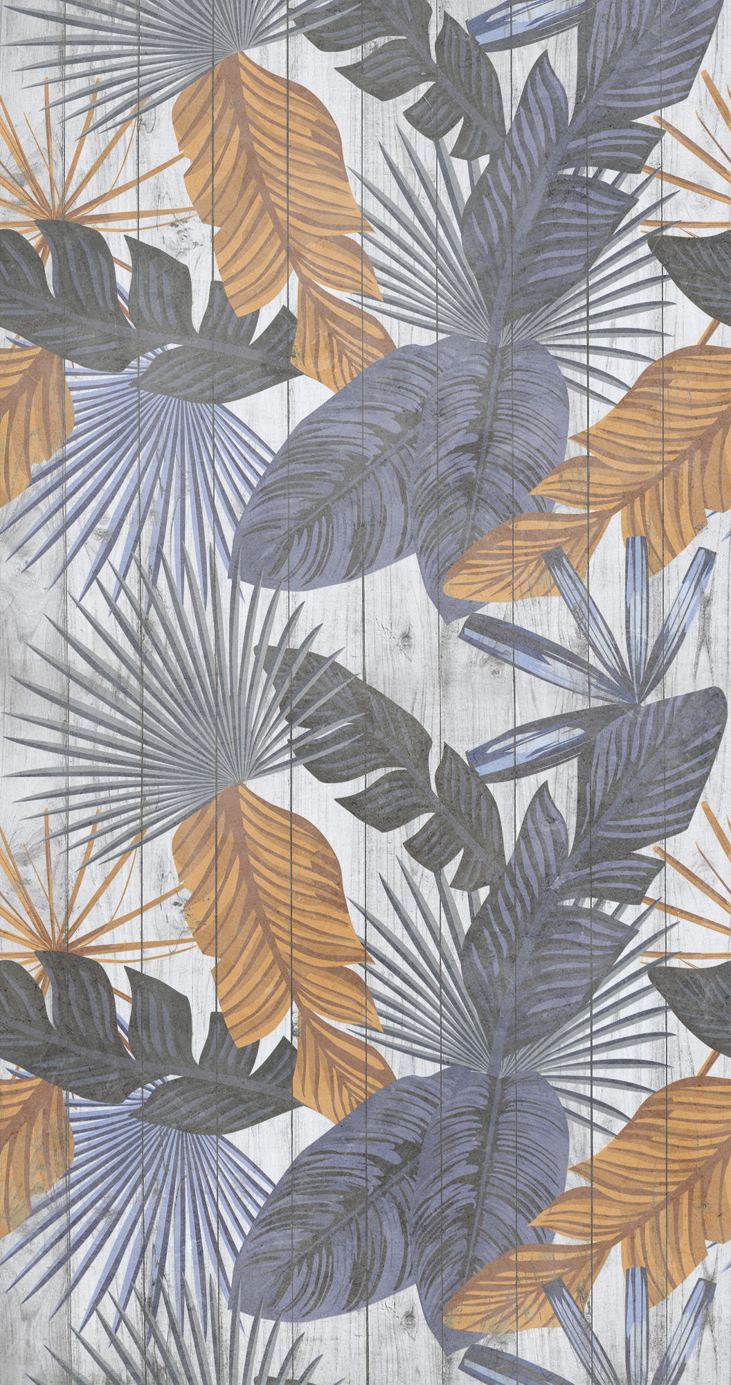 Mural adhesivo textil liso lavable naturaleza Palm Ocre multicolor 132 x 260 cm MOTIF - 6