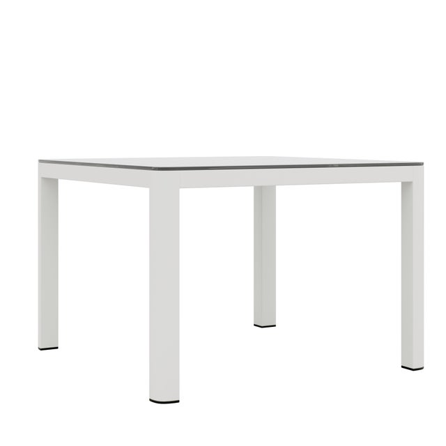 Mesa de jardín de comedor de aluminio Salonica blanco de 100x70x100 cm