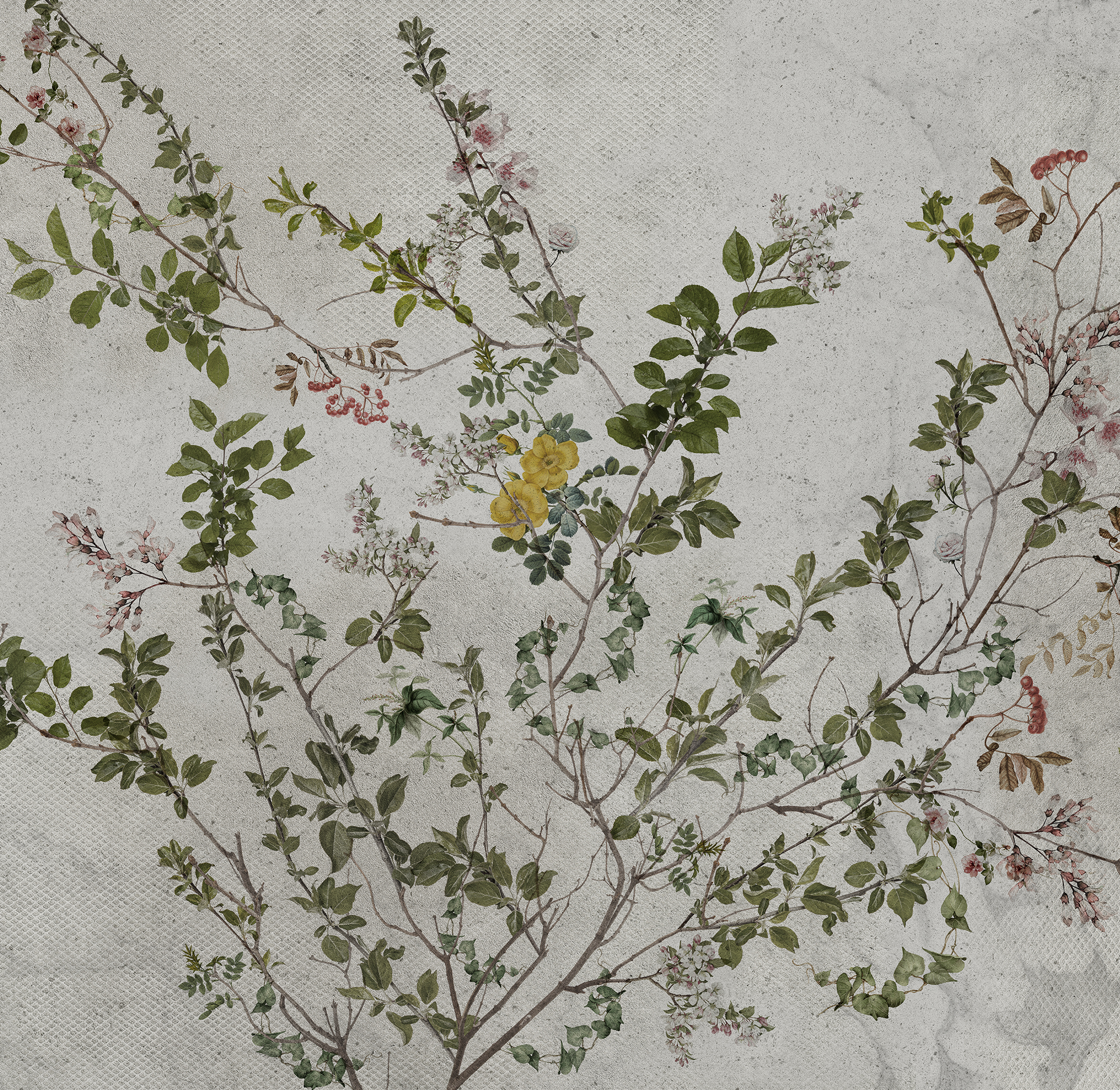 Mural adhesivo textil liso lavable naturaleza Botánico verde 257 x 250 cm MOTIF - 5