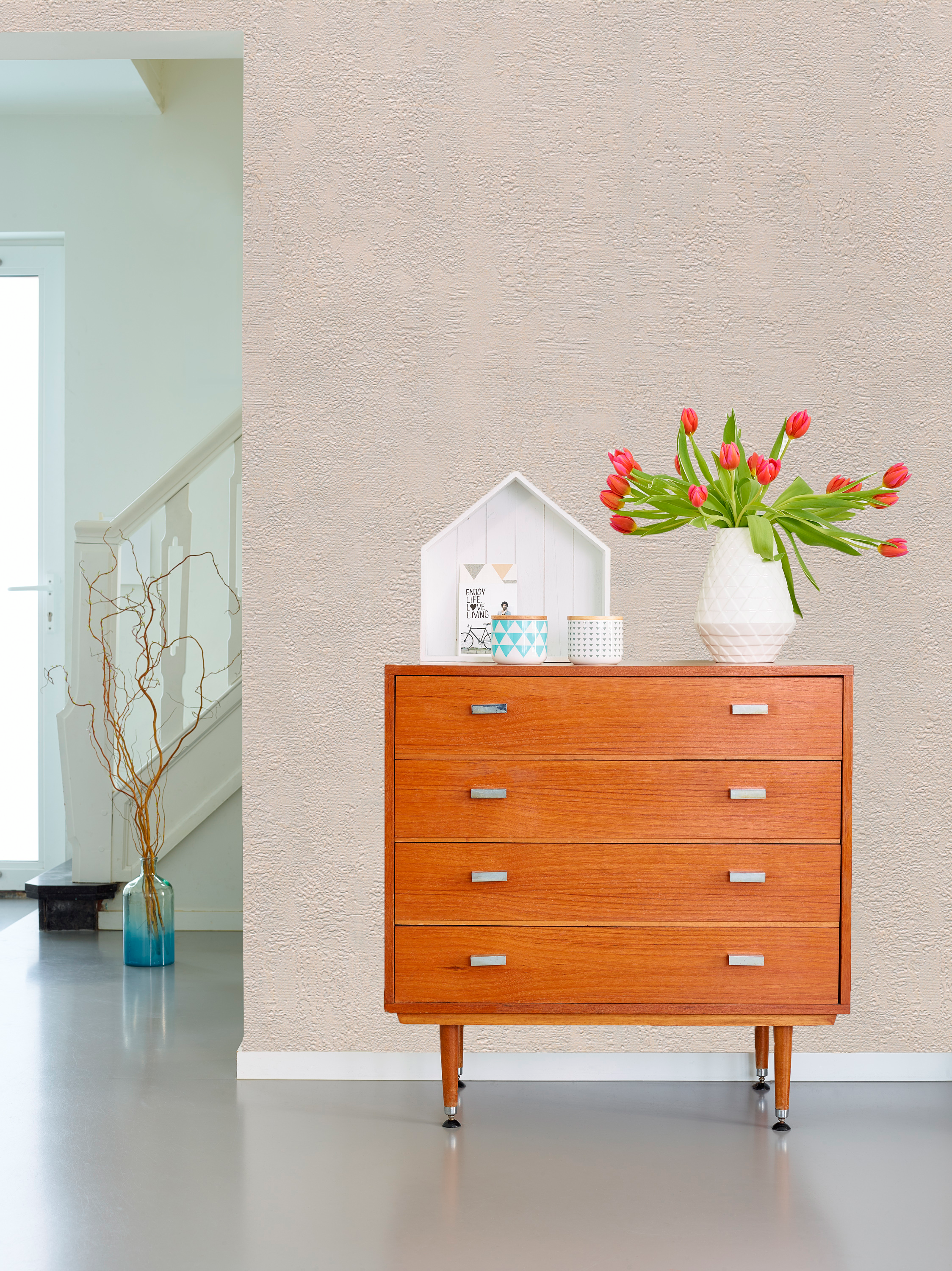 Papel pintado vinilo aplicación cola en pared Imitación material Plaster mat diego trench beige  INSPIRE 53cmx10.05m lavable - 9