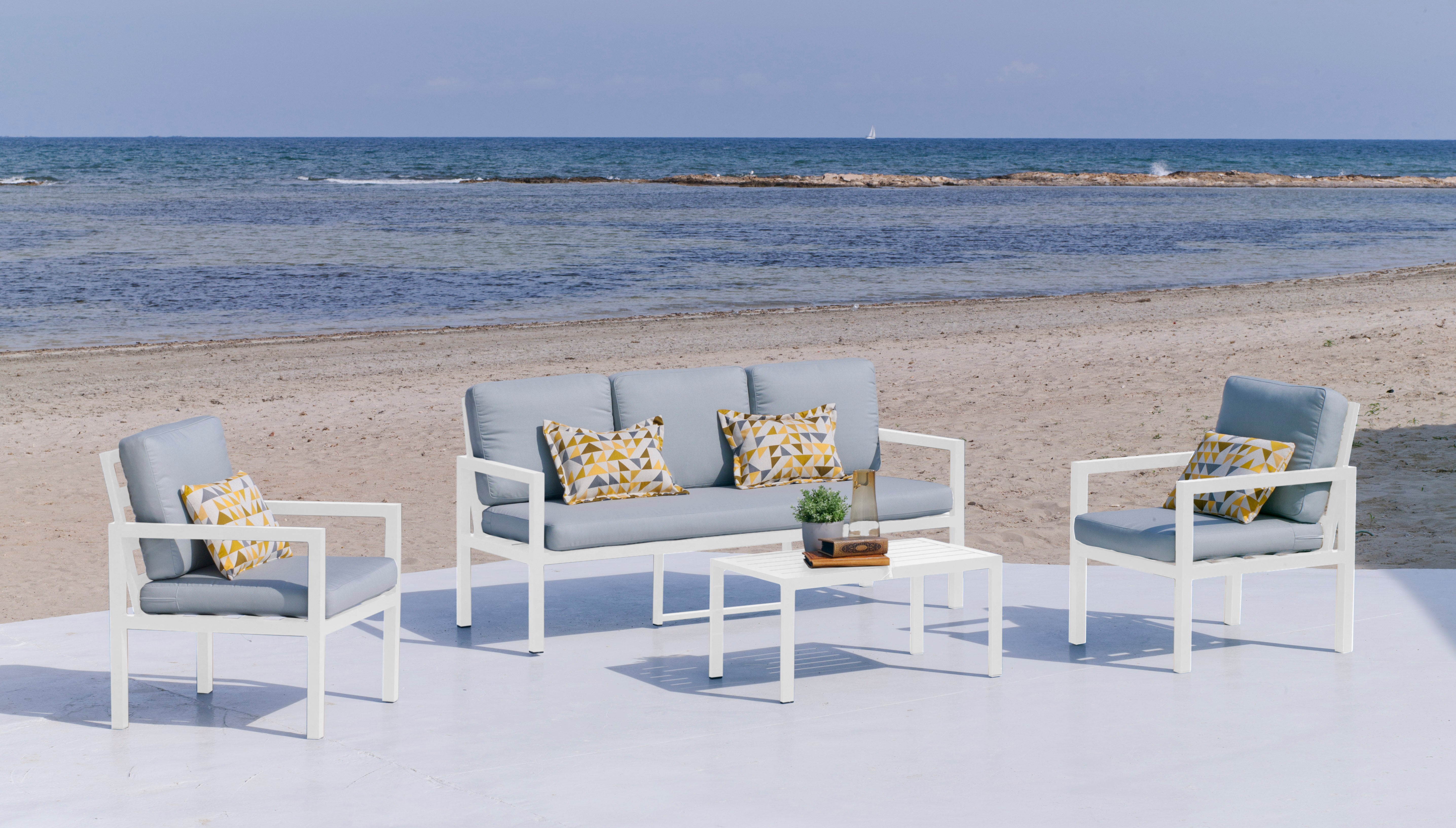 Conjunto de jardín calasol blanco de 5 plazas