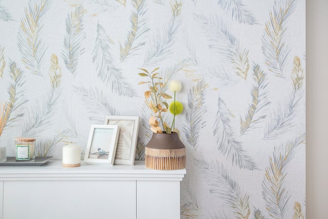 Papel pintado Vinilo Naturaleza amarillo Four seasons 358961 LUTECE. De 53cm x 10.05m. Lavable. Apto para cocinas o baños. Método de pegado: aplicación cola en pared