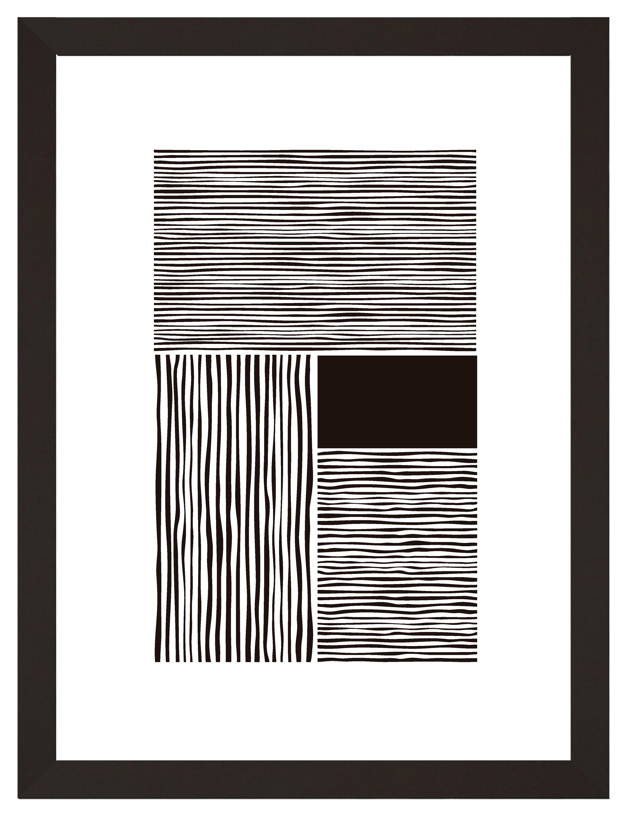 Cuadro pintado con marco b/n lines 30 cm x 40 cm