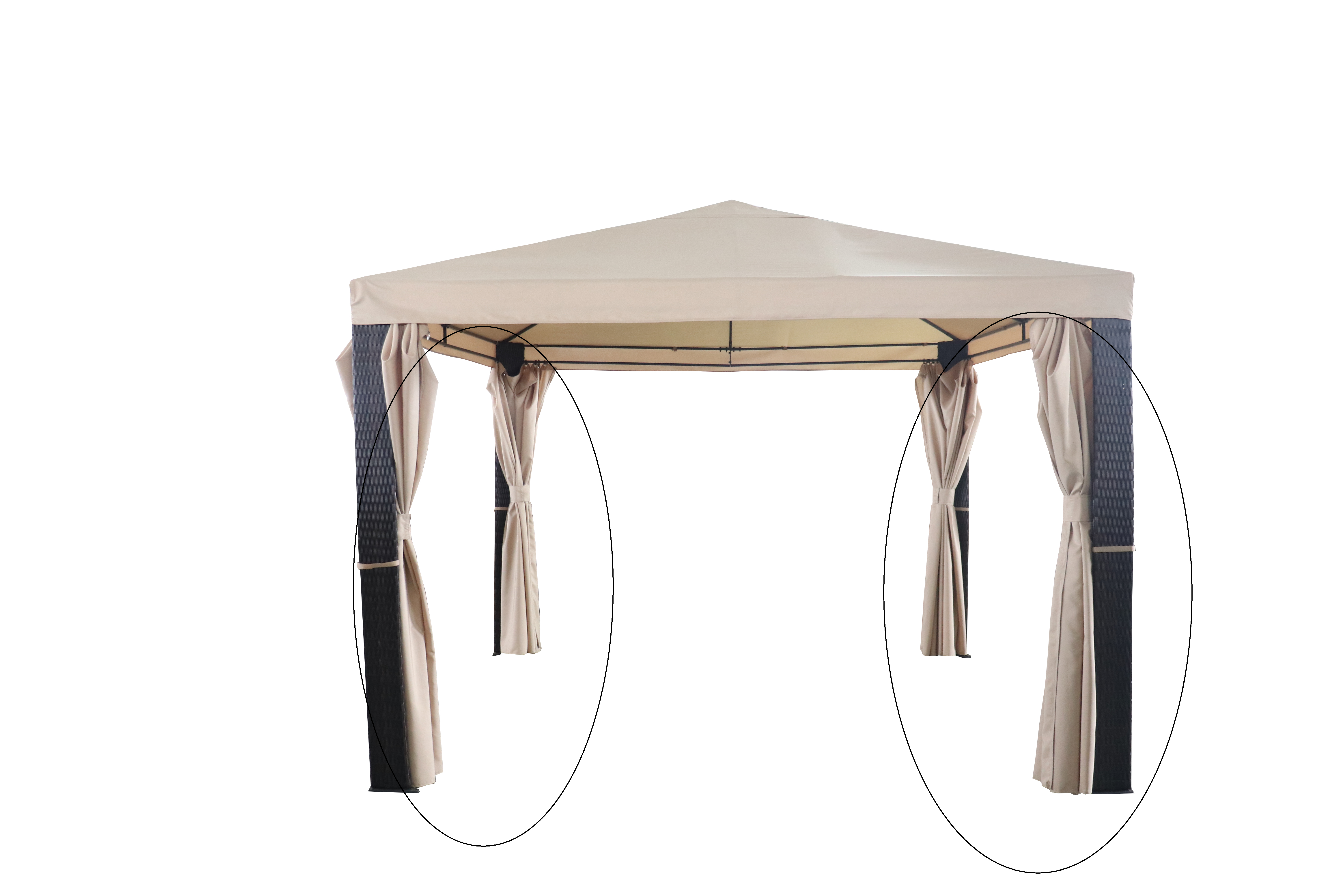 Cortinas para pérgola marbella ii de poliéster beige 300x300cm