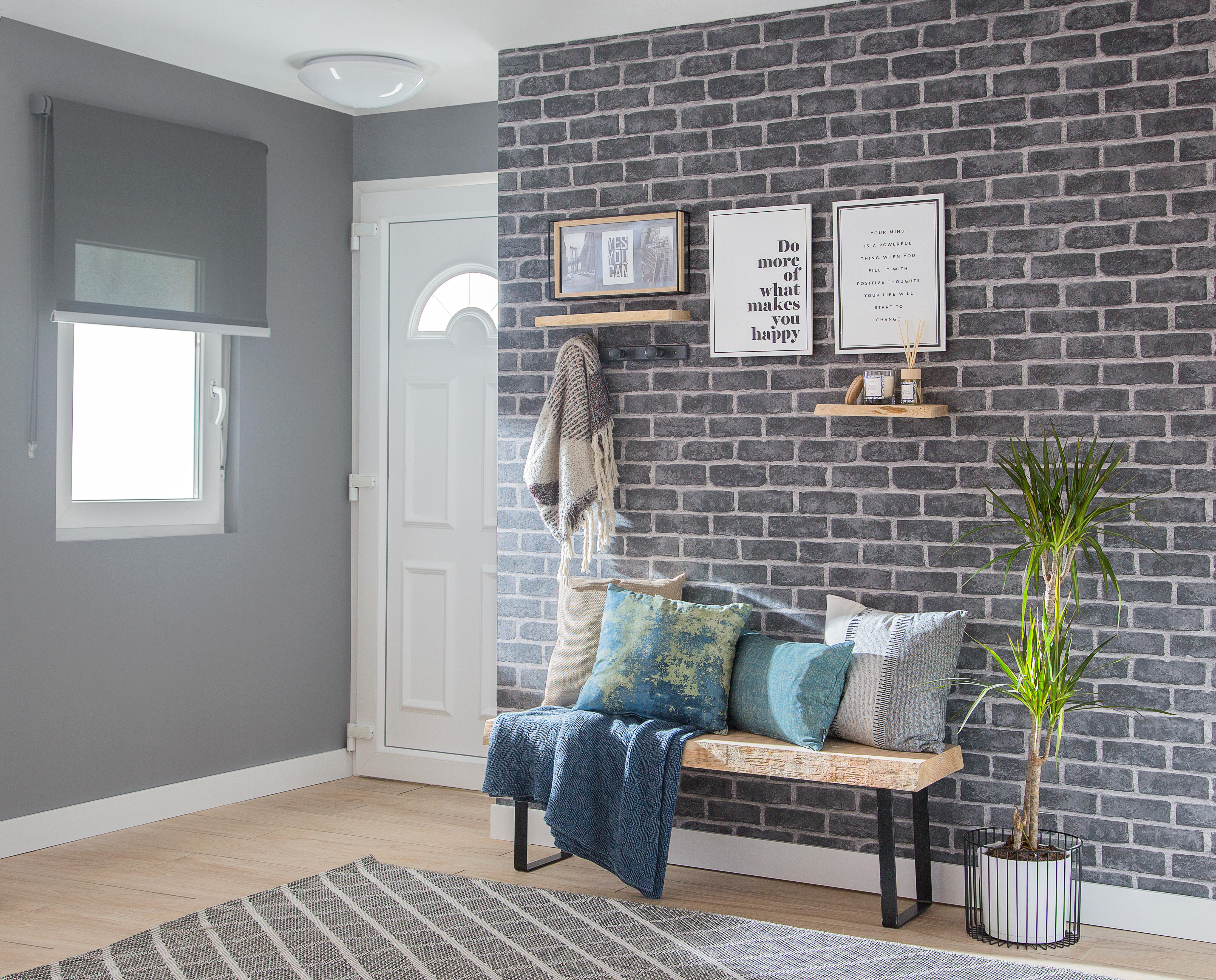 Papel de parede INSPIRE LADRILHO CINZA - 9