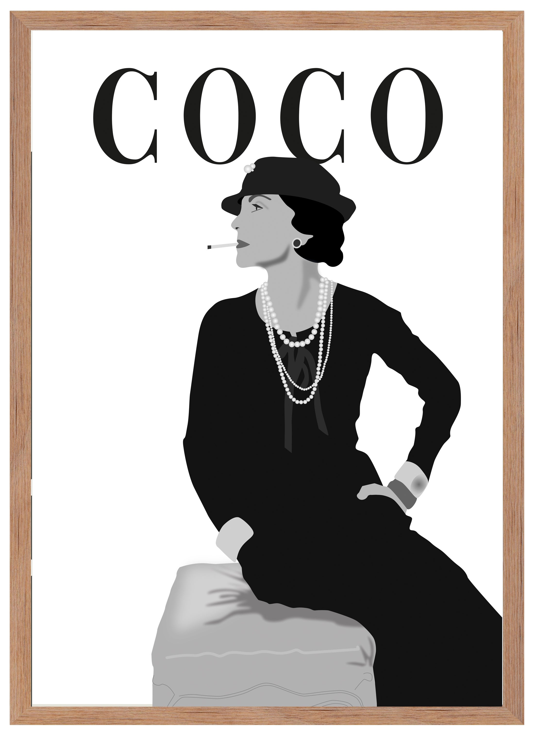 Cuadro pintado con marco coco 70 cm x 50 cm