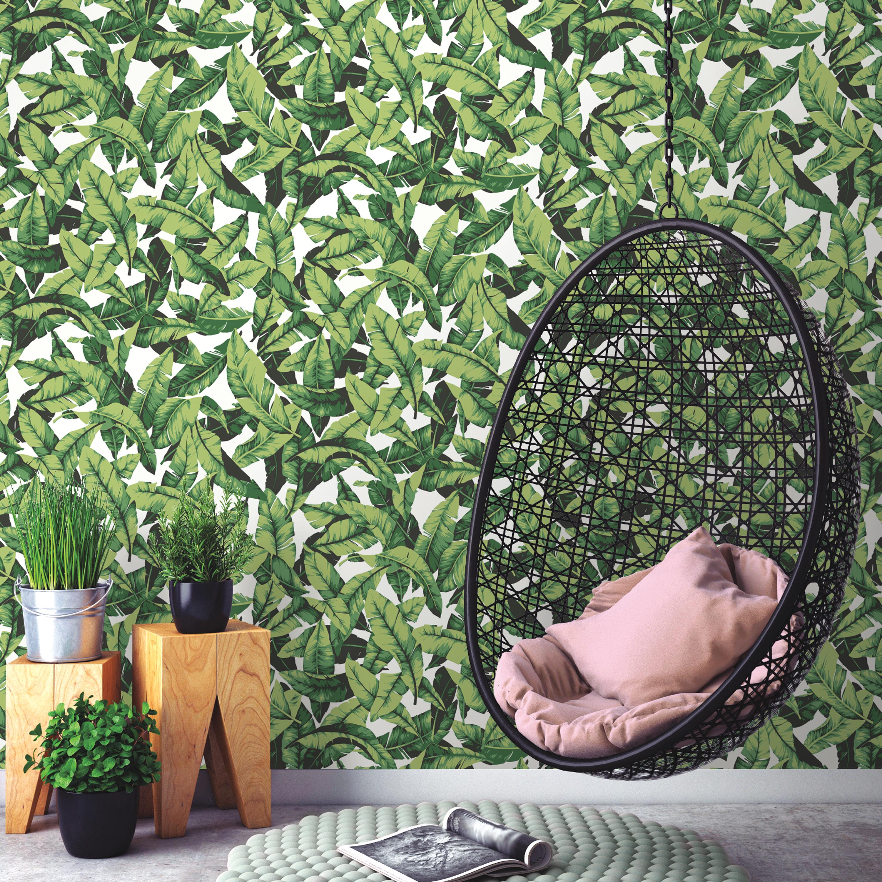 Papel pintado vinilo adhesivo naturaleza hojas verde verde 52cmx5m lavable