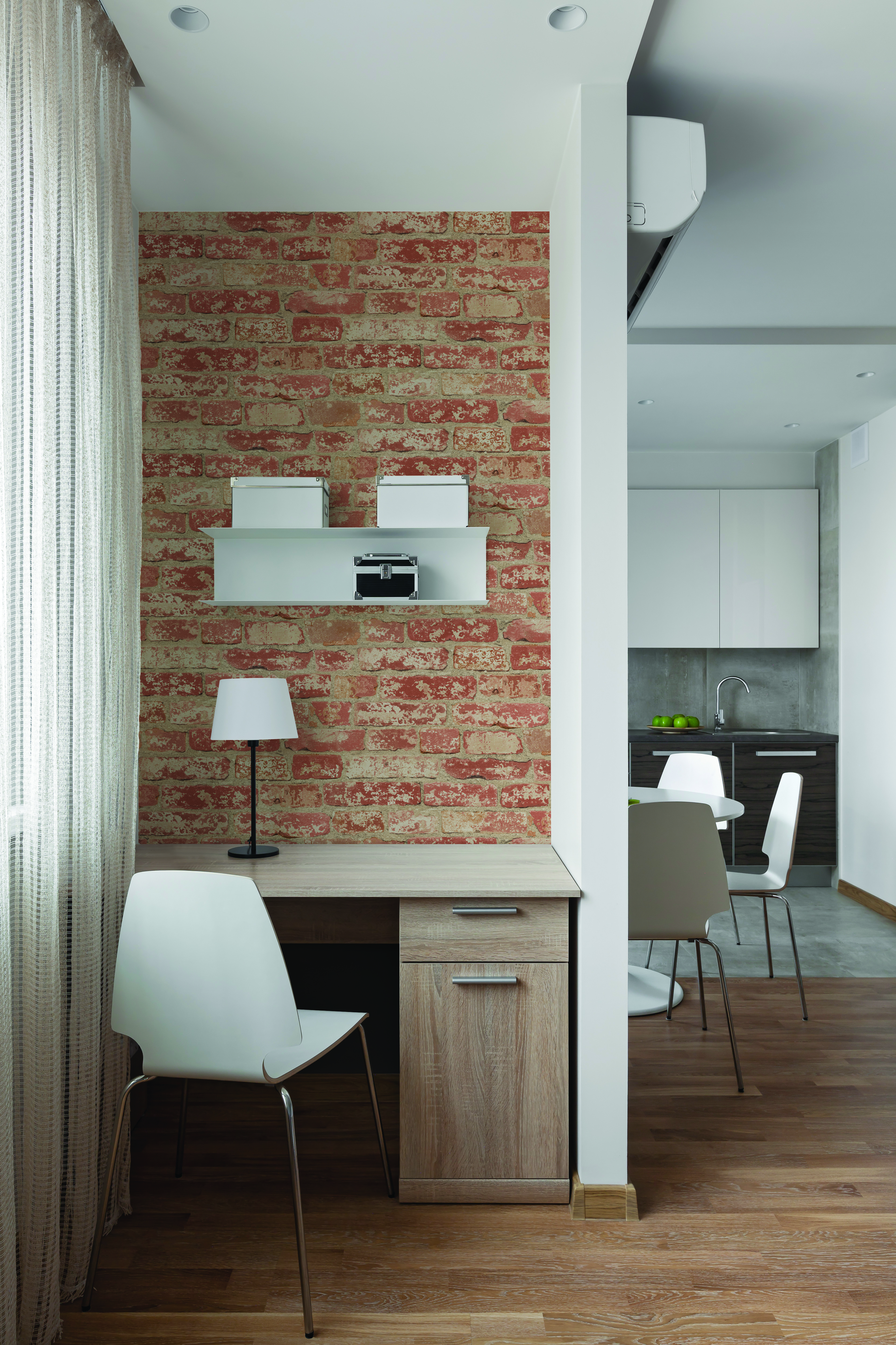 Papel pintado vinilo adhesivo imitación material ladrillo rojo 52cmx5m lavable