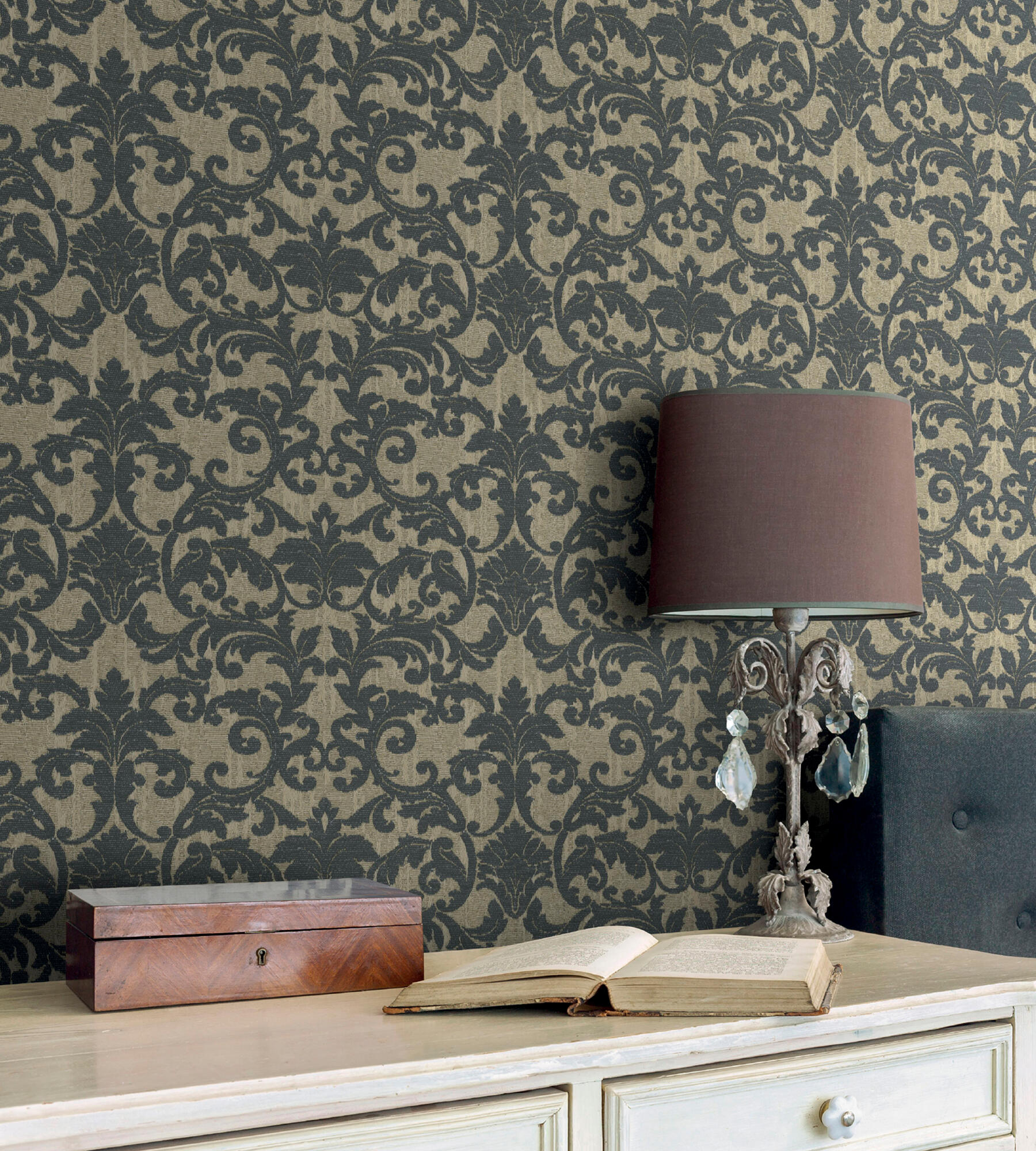 Papel pintado no tejido étnico tnt eco 4004-1 brocade beige