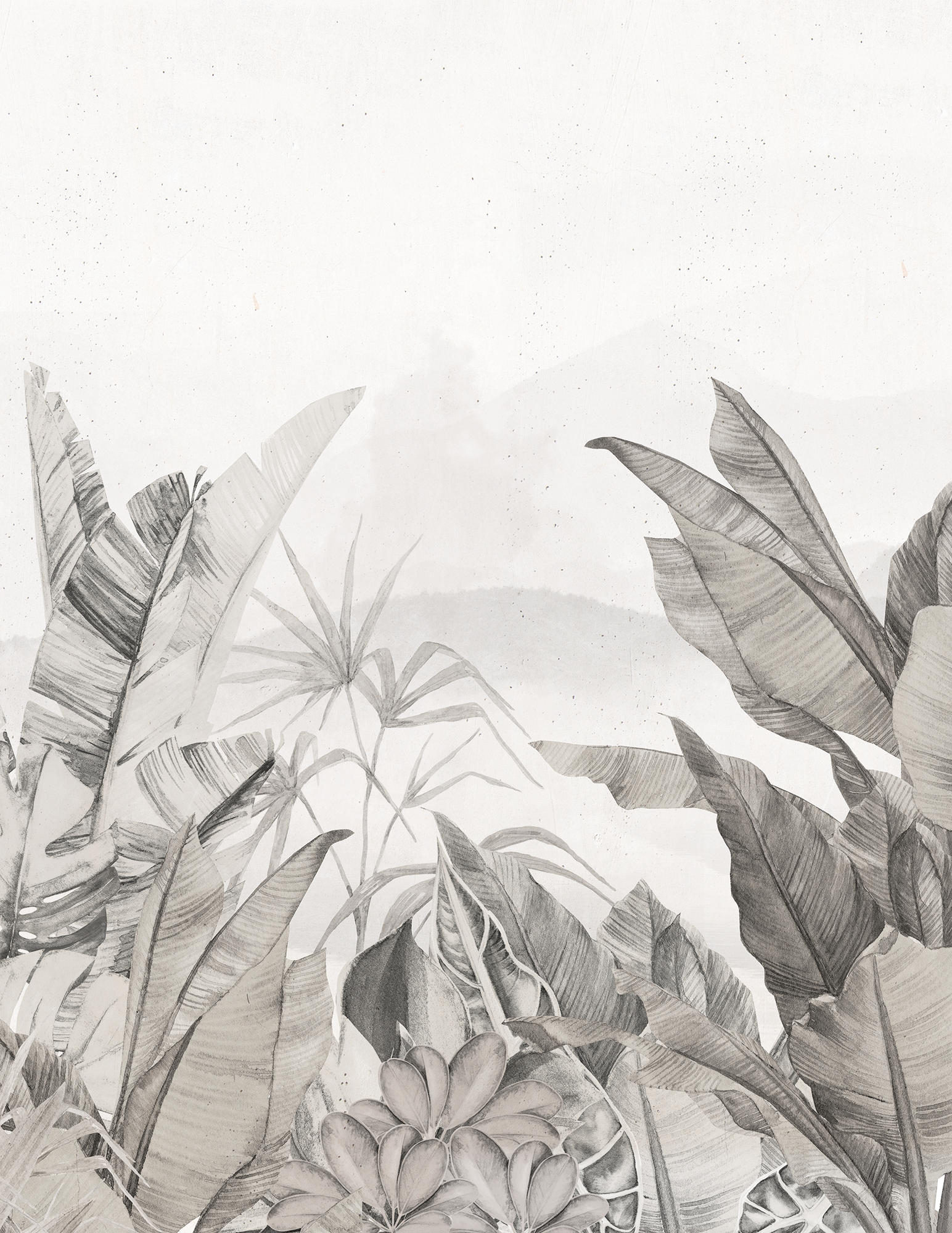 Mural adhesivo textil liso lavable naturaleza Jungla Colonial gris 193 x 250 cm MOTIF - 6